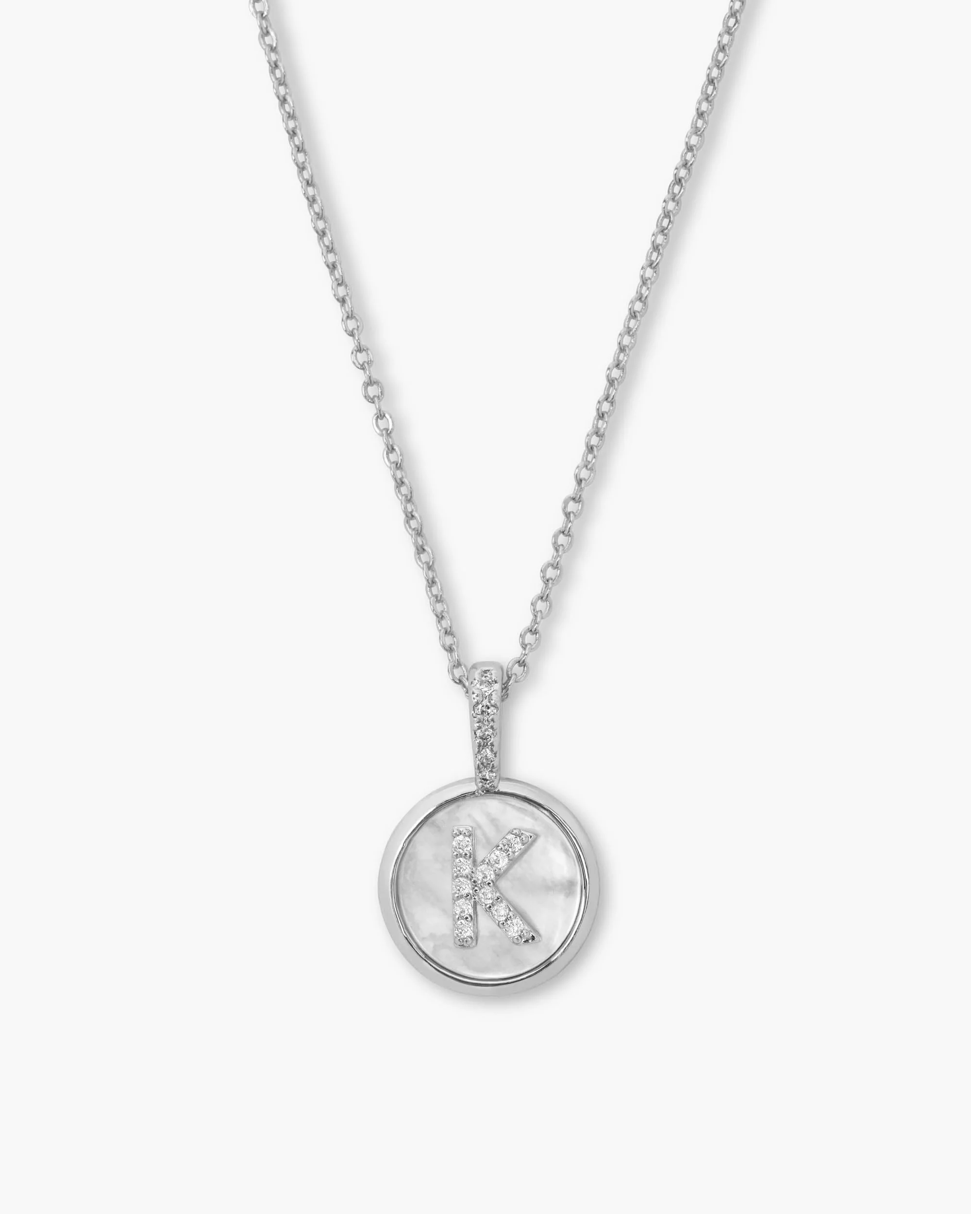 Love Letters Medallion Necklace 12mm - Silver|White Diamondettes - Image 11