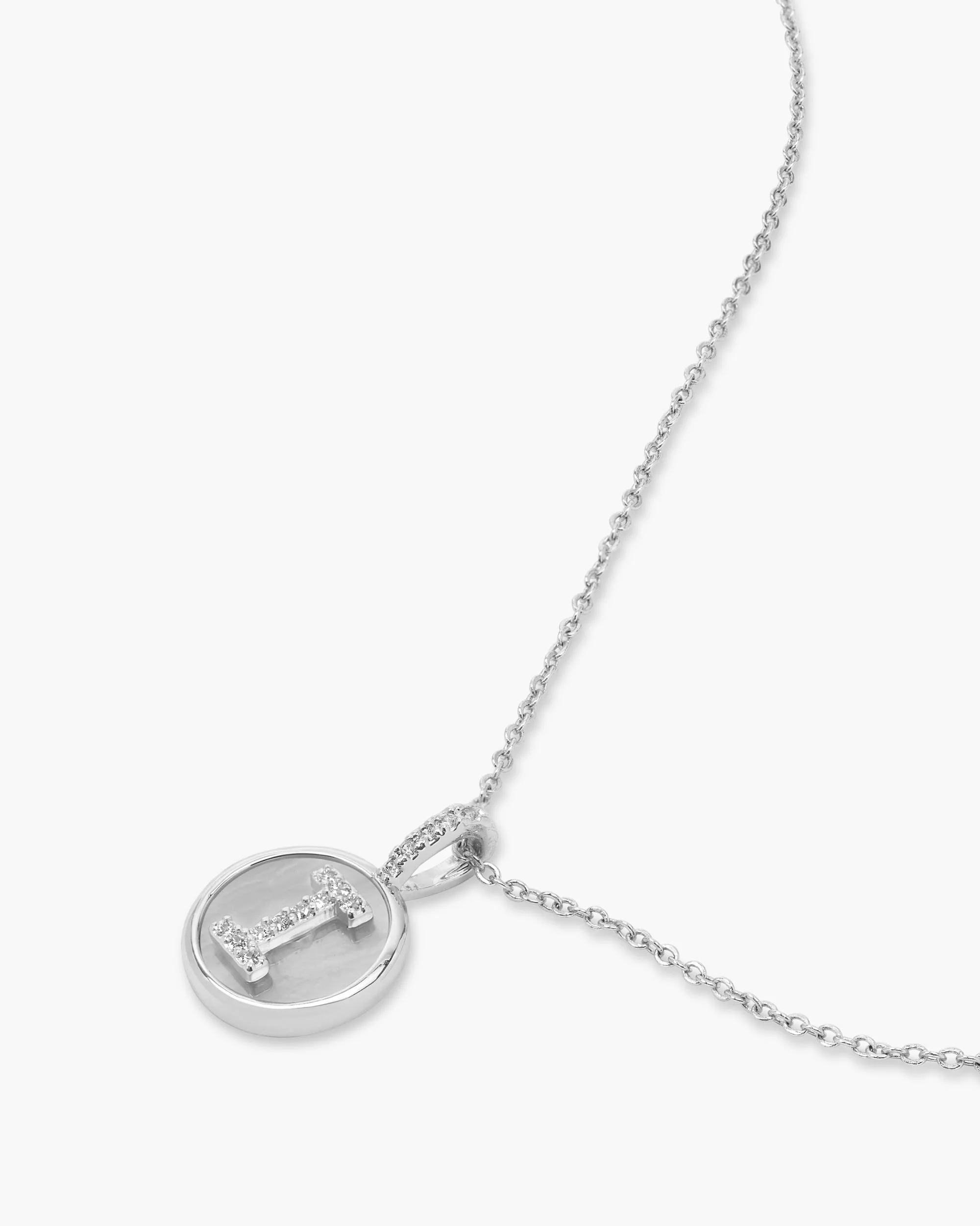 Love Letters Medallion Necklace 12mm - Silver|White Diamondettes - Image 36
