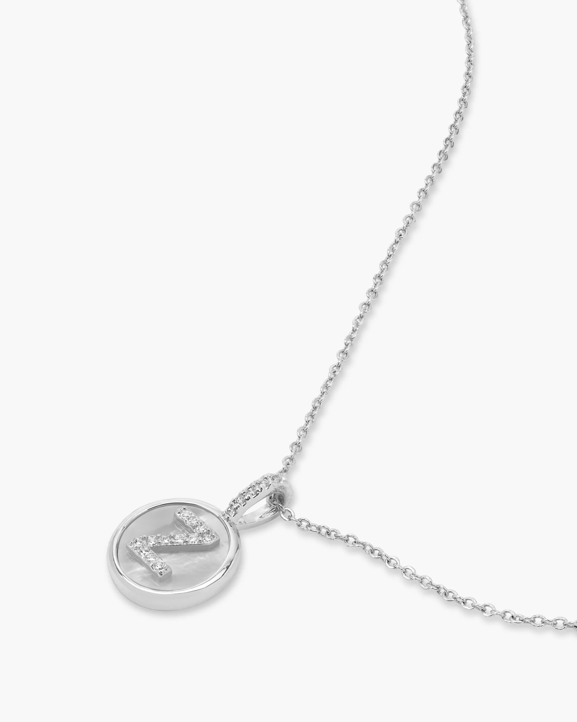 Love Letters Medallion Necklace 12mm - Silver|White Diamondettes - Image 53