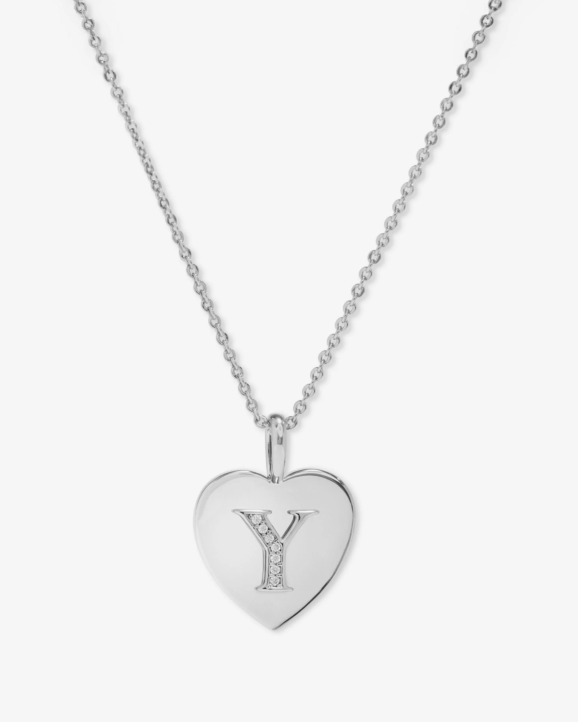 Love Letters Pendant Necklace - Silver|White Diamondettes - Image 25
