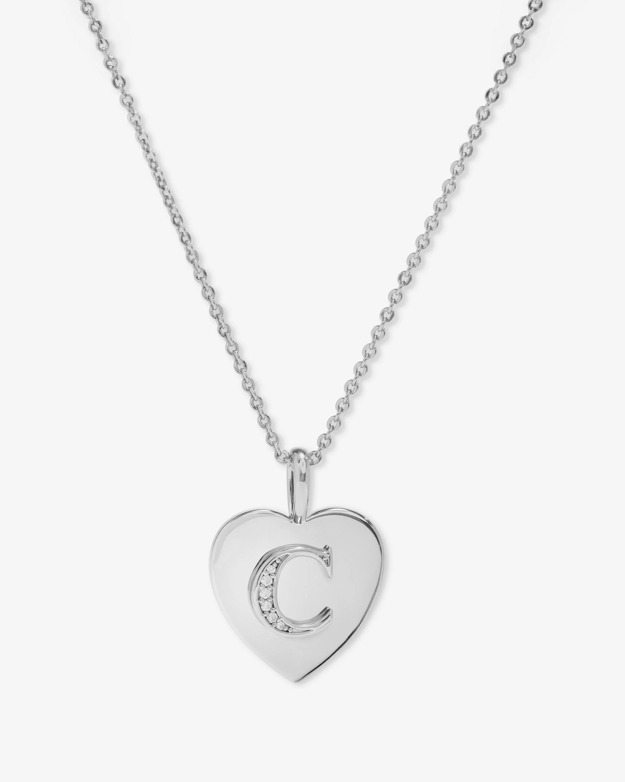 Love Letters Pendant Necklace - Silver|White Diamondettes - Image 3