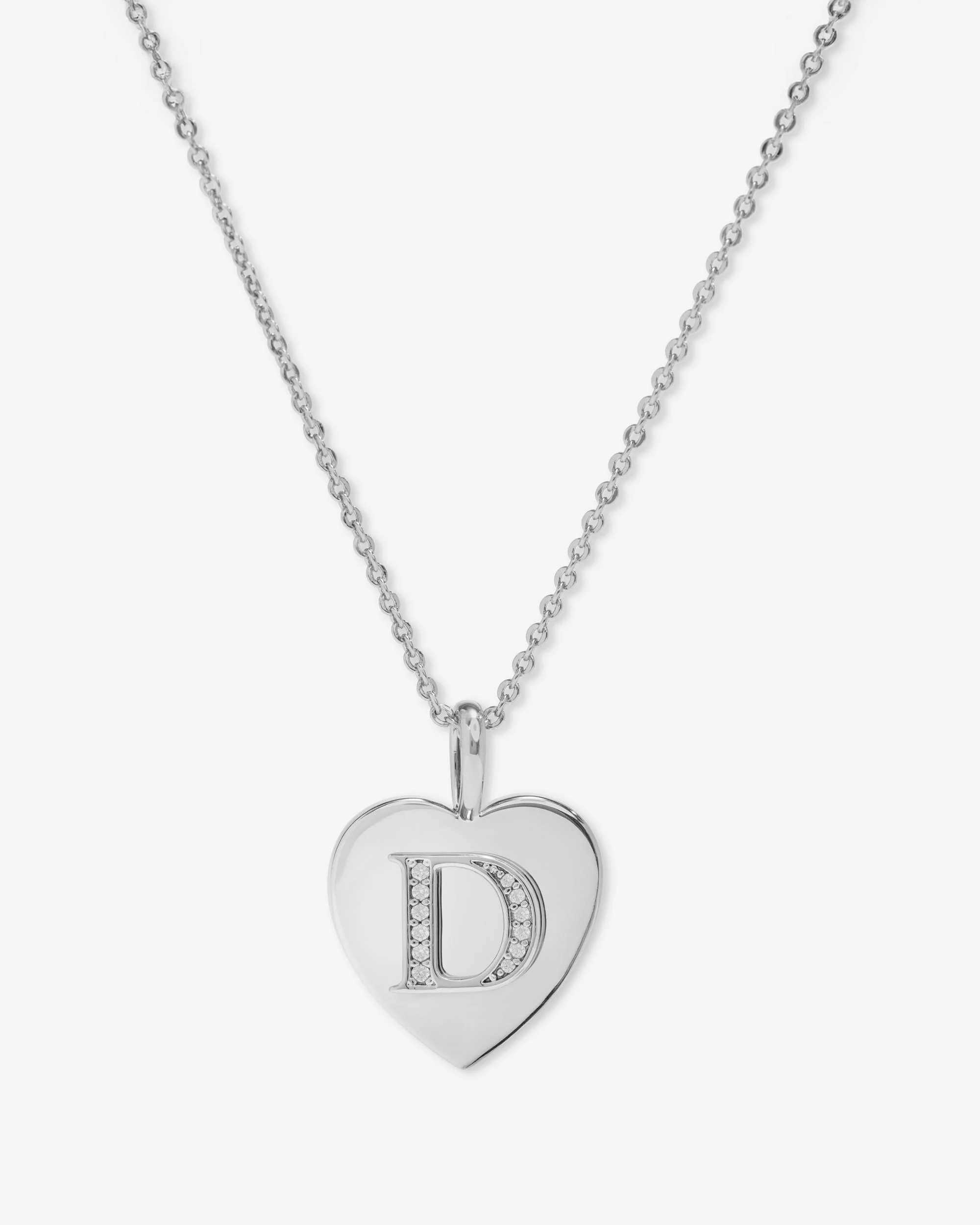 Love Letters Pendant Necklace - Silver|White Diamondettes - Image 4