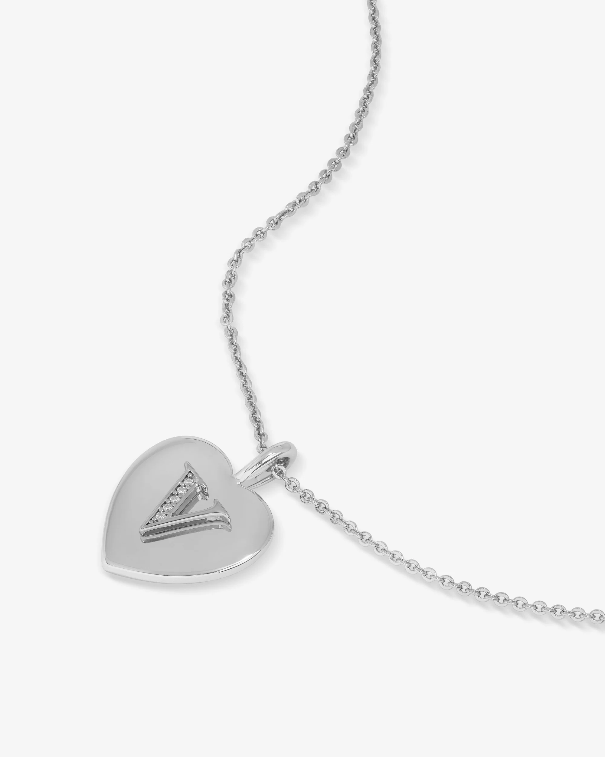 Love Letters Pendant Necklace - Silver|White Diamondettes - Image 49