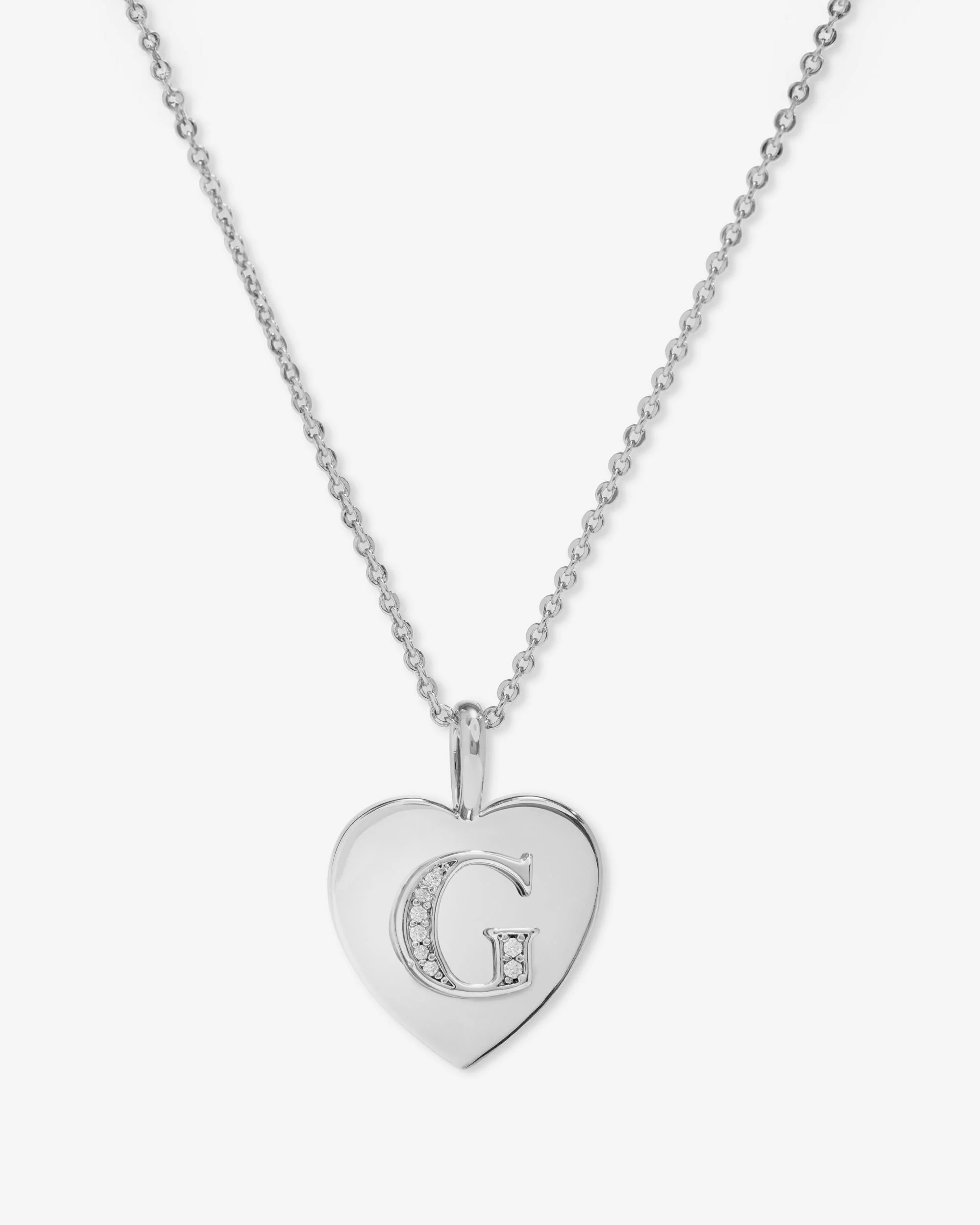 Love Letters Pendant Necklace - Silver|White Diamondettes - Image 7