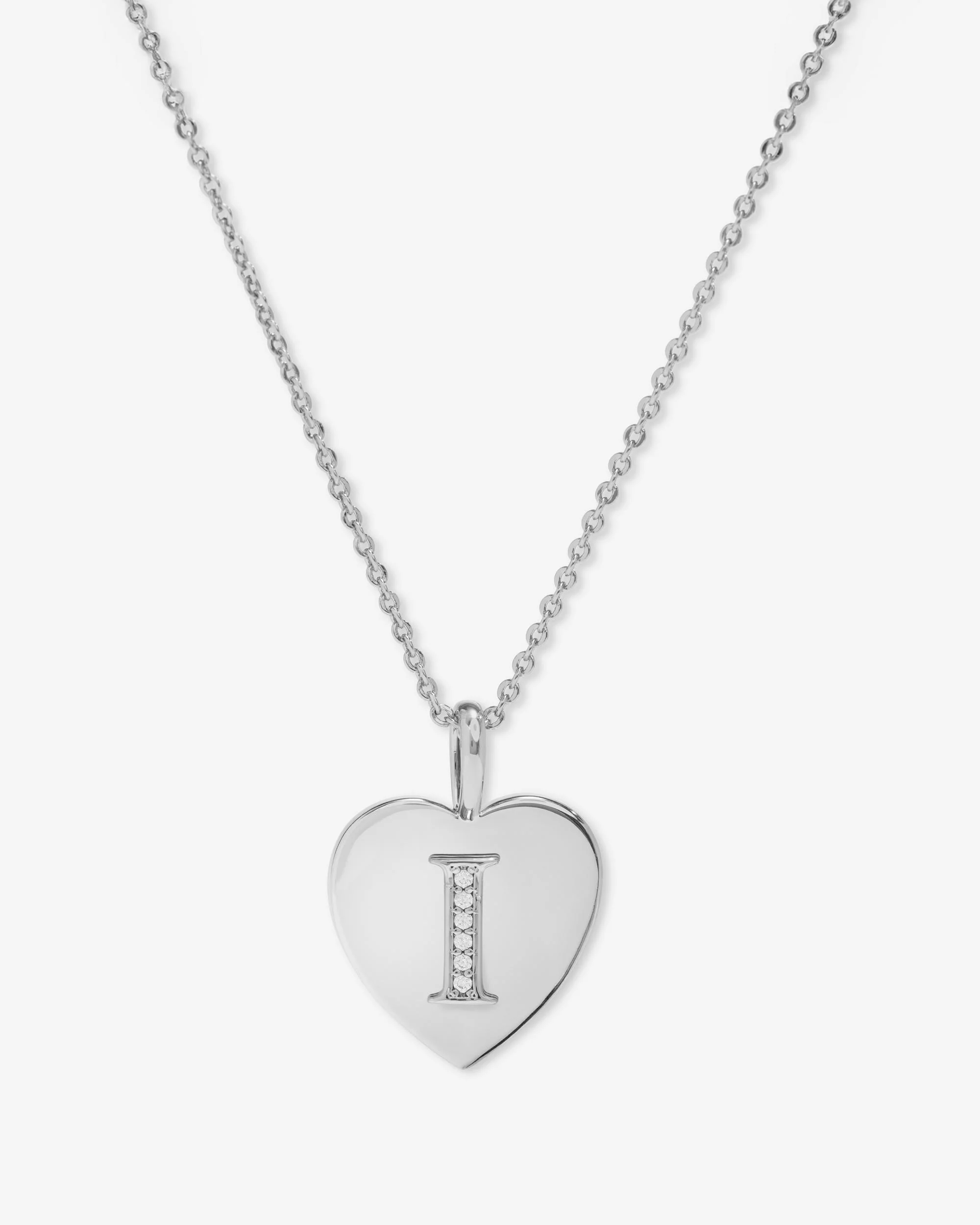 Love Letters Pendant Necklace - Silver|White Diamondettes - Image 9