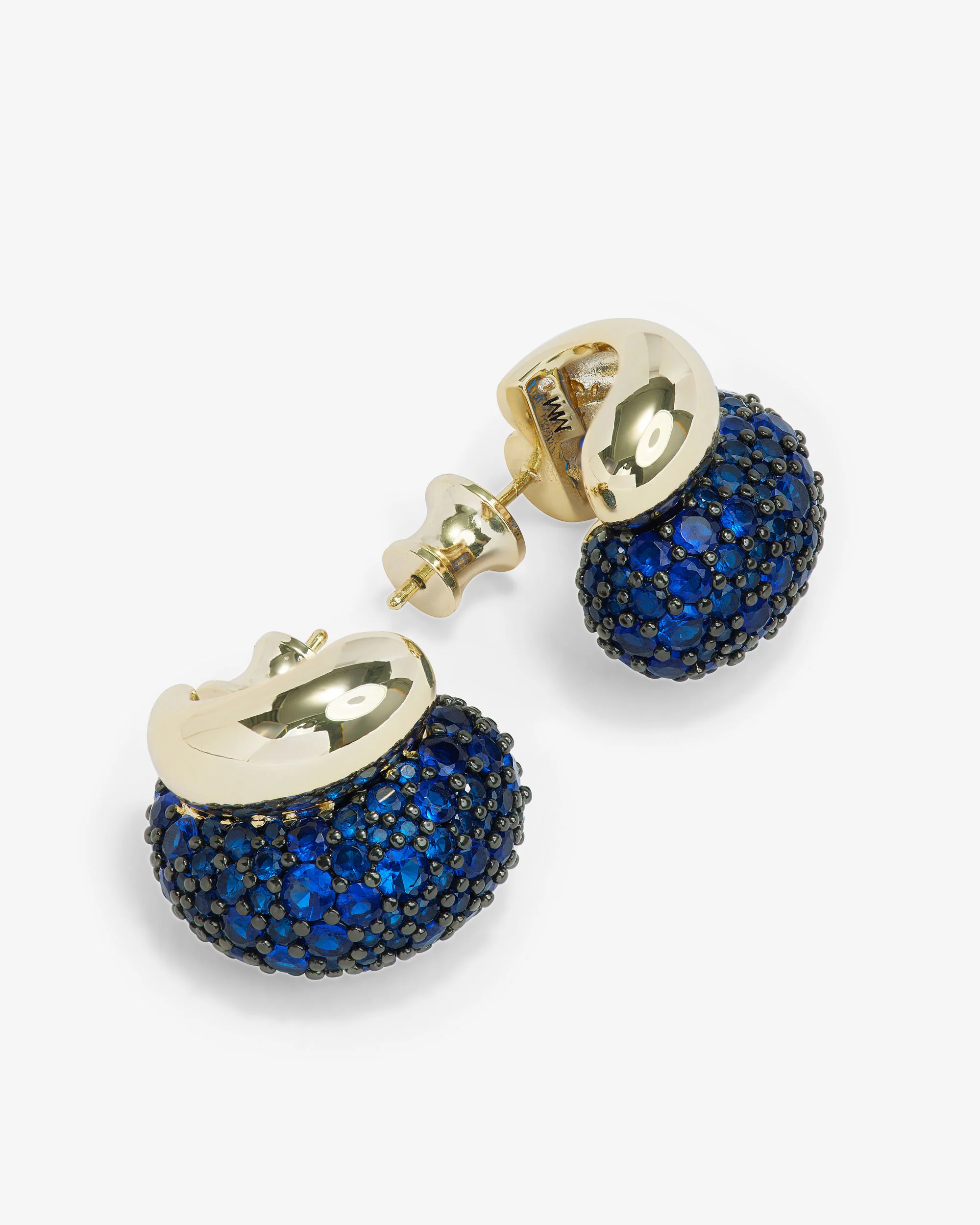 Norah Pavé Double Hoop - Gold|Blue Sapphire - Image 3