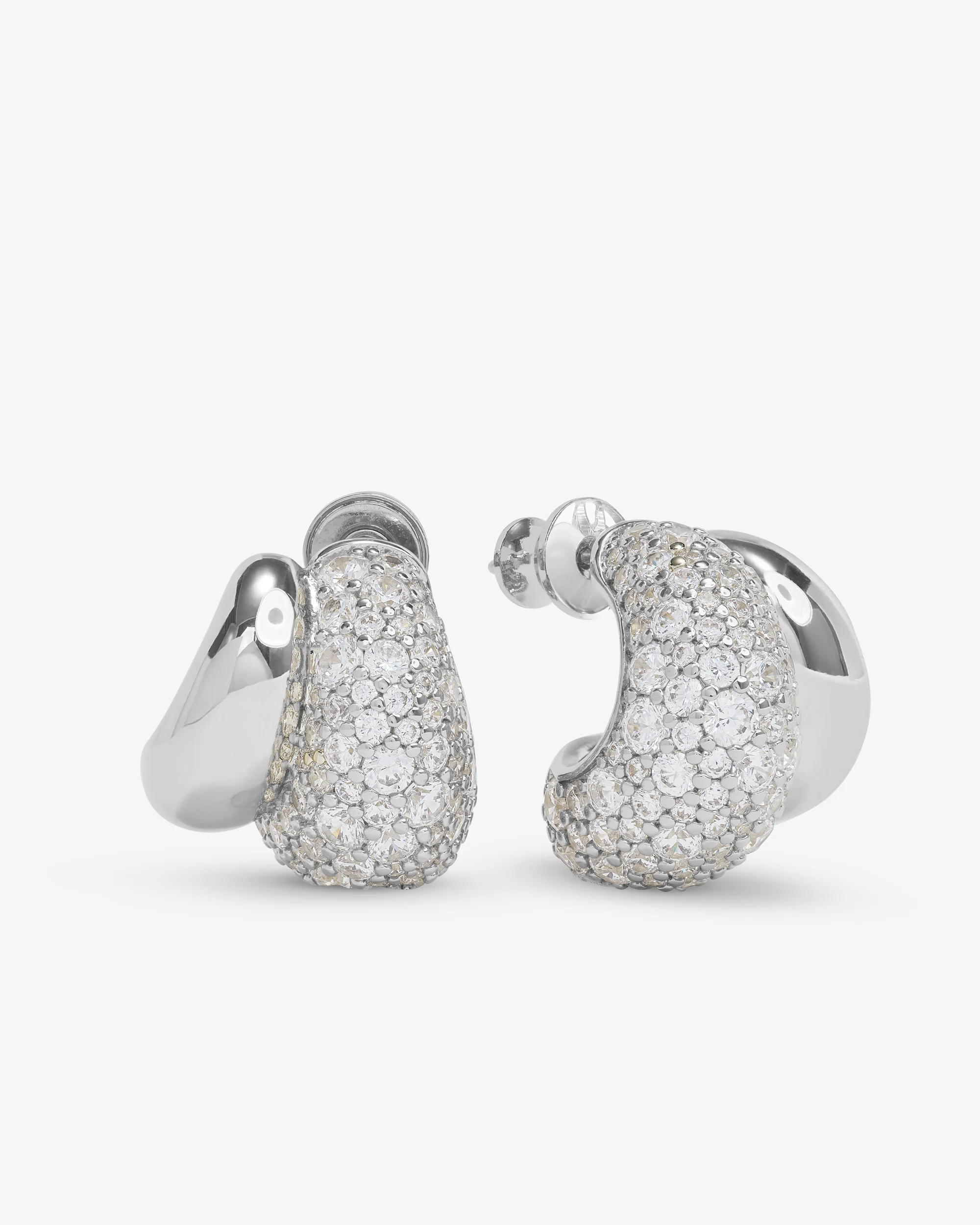 Norah Pavé Double Hoop - Silver|White Diamondettes
