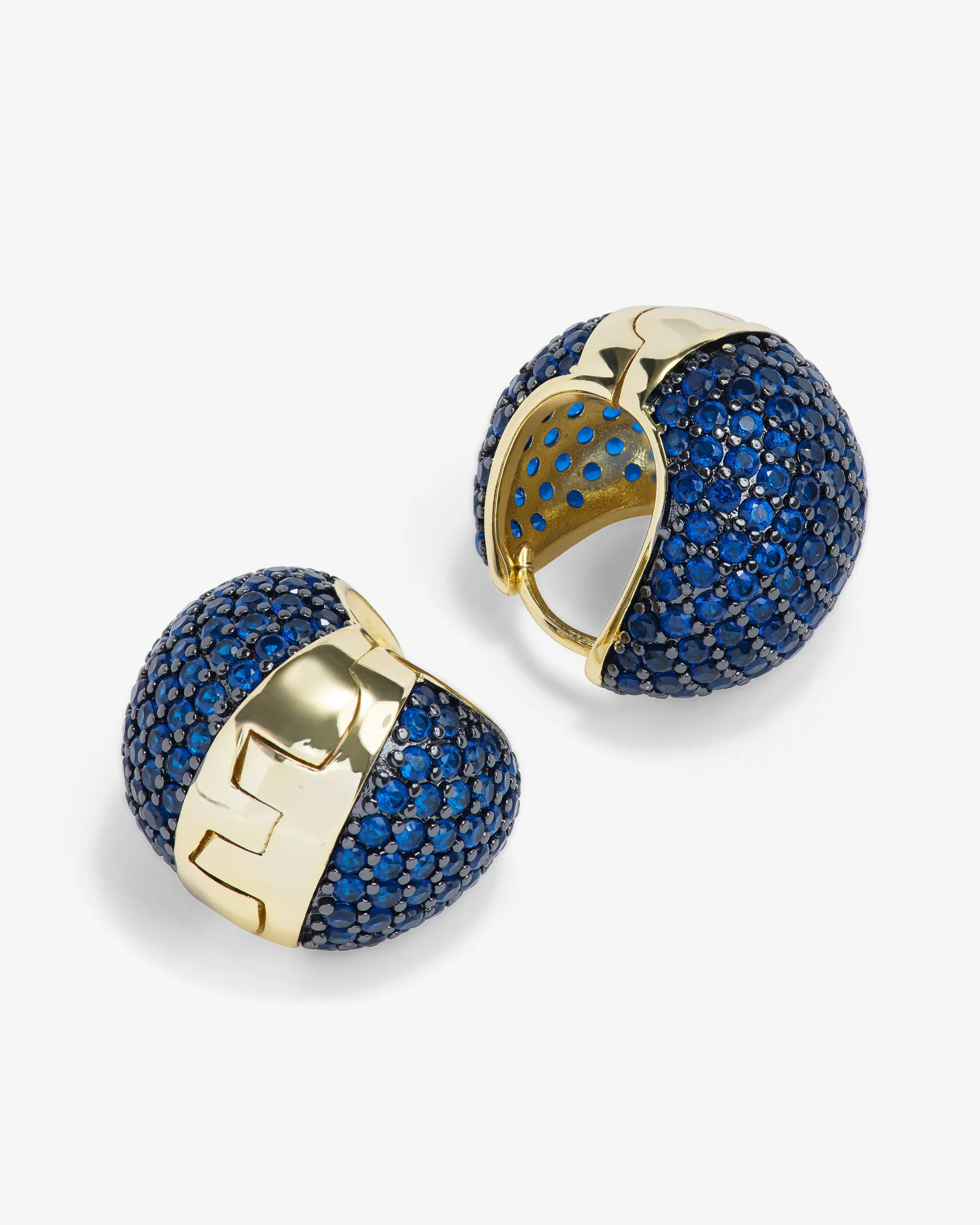 Norah Pavé Earrings - Gold|Blue Sapphire - Image 3