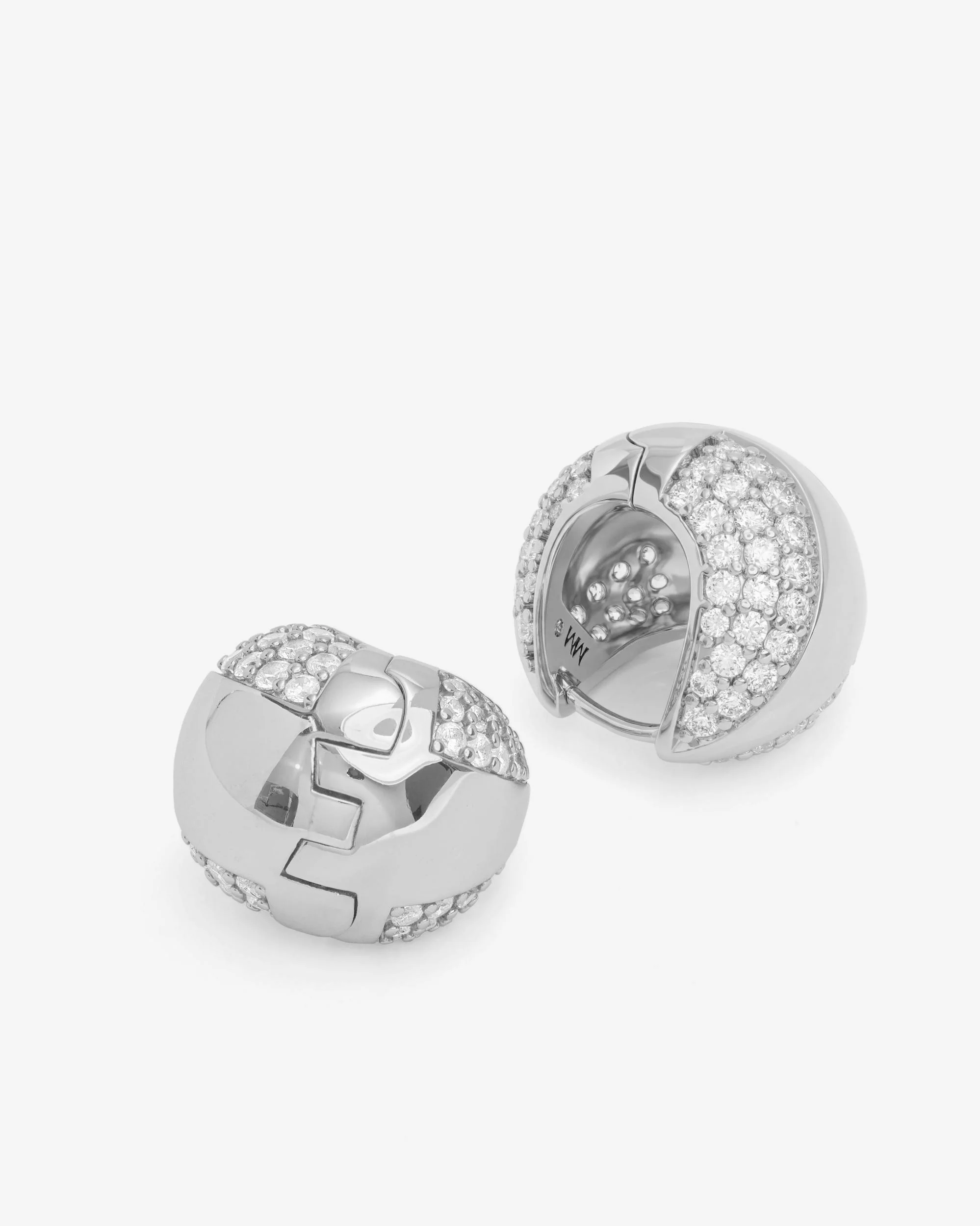 Norah Split Pavé Earrings - Silver|White Diamondettes - Image 3