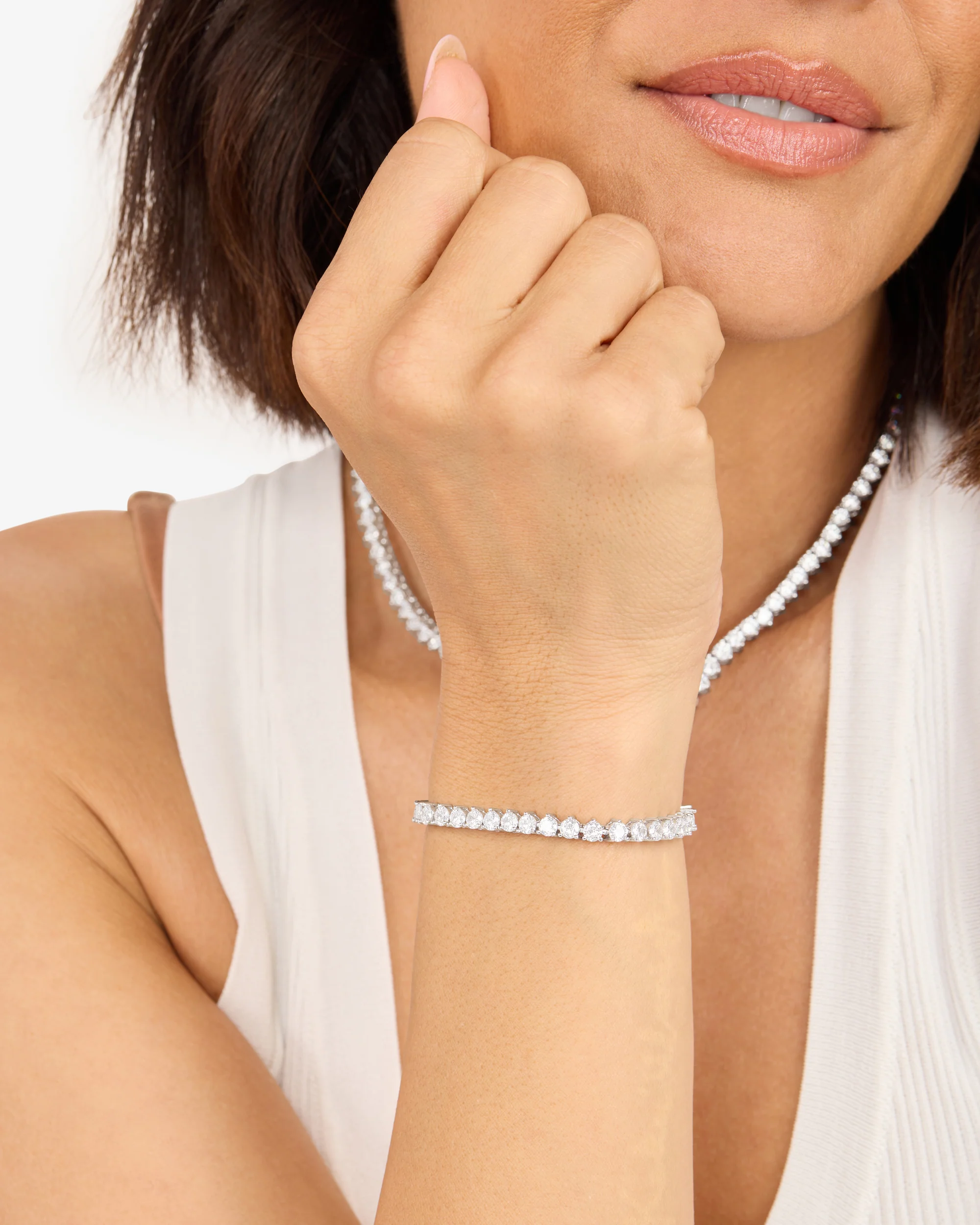 Not Your Basic Tennis Bracelet 4mm - Silver|White Diamondettes - Image 2