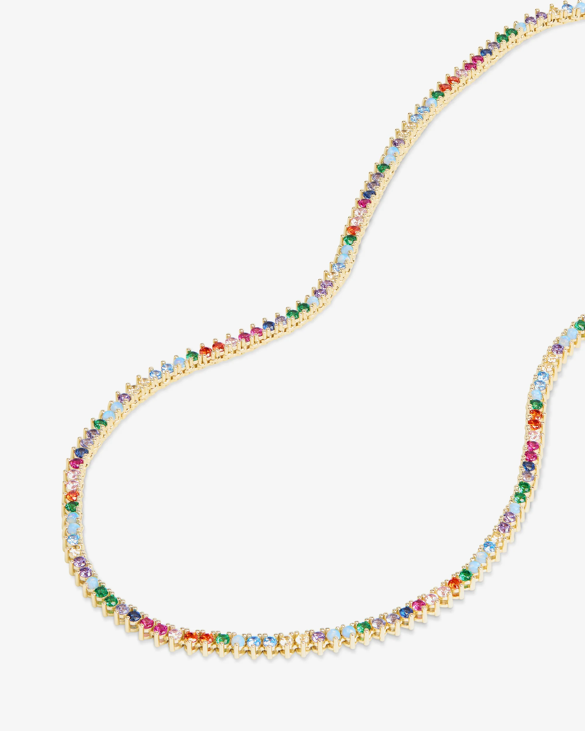 Not Your Basic Tennis Necklace 2mm - Gold|Multi Stone - Image 4
