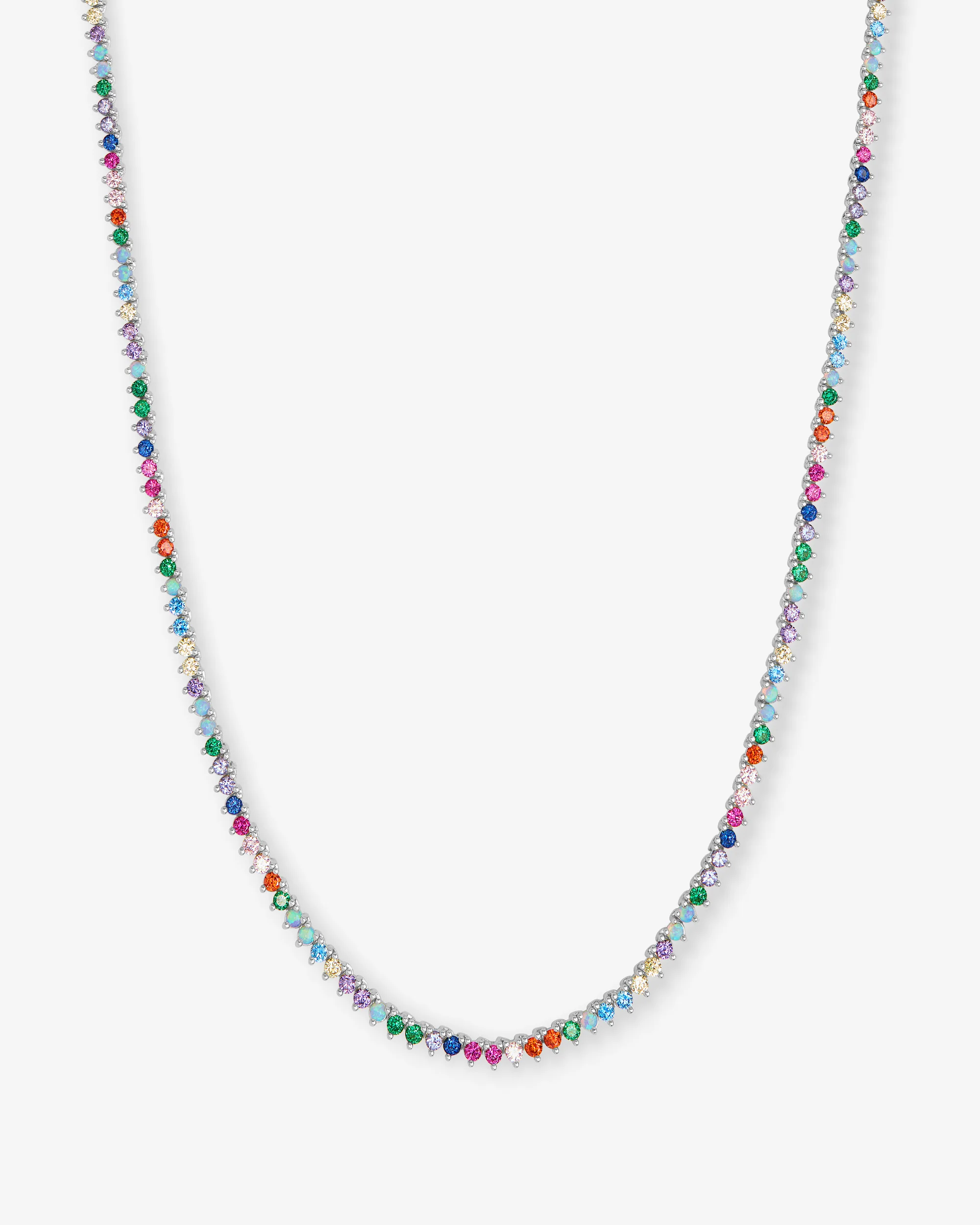 Not Your Basic Tennis Necklace 2mm - Silver|Multi Stone