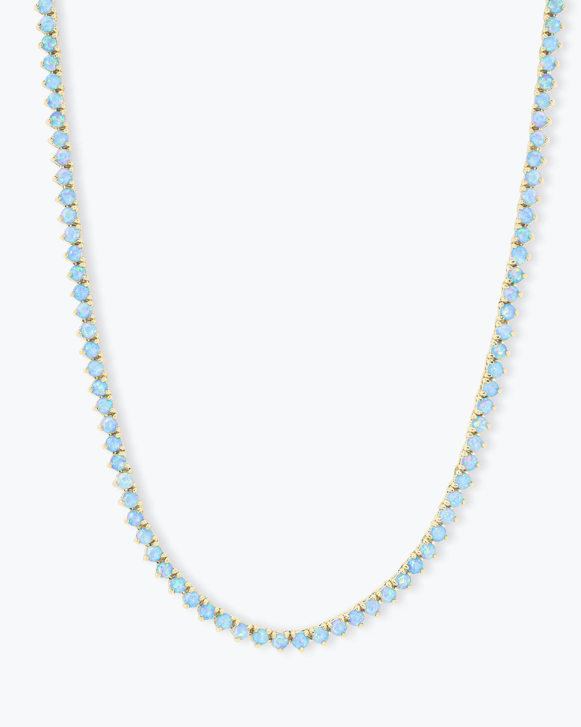 Not Your Basic Tennis Necklace 3mm - Gold|Blue Opal