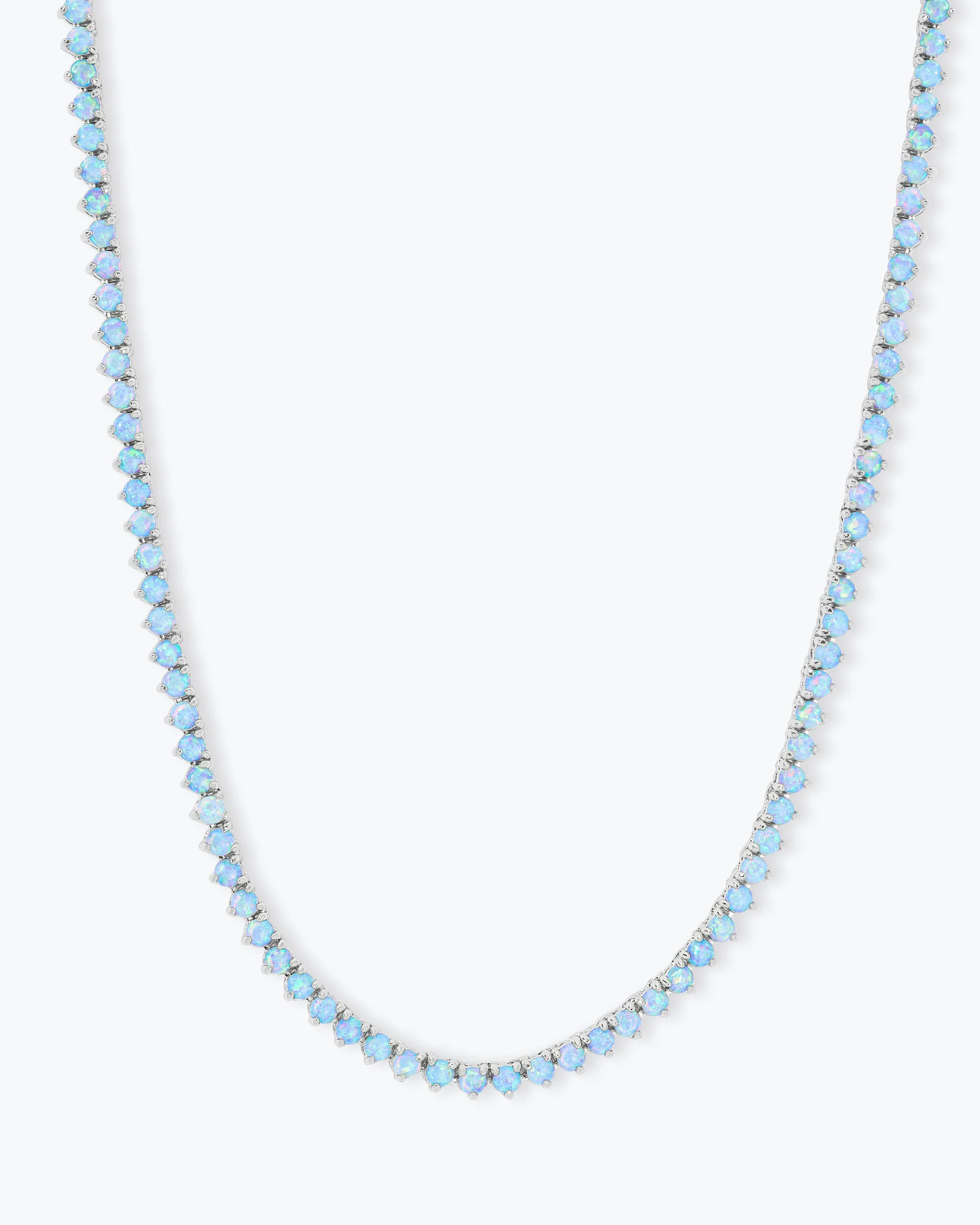 Not Your Basic Tennis Necklace 3mm - Silver|Blue Opal