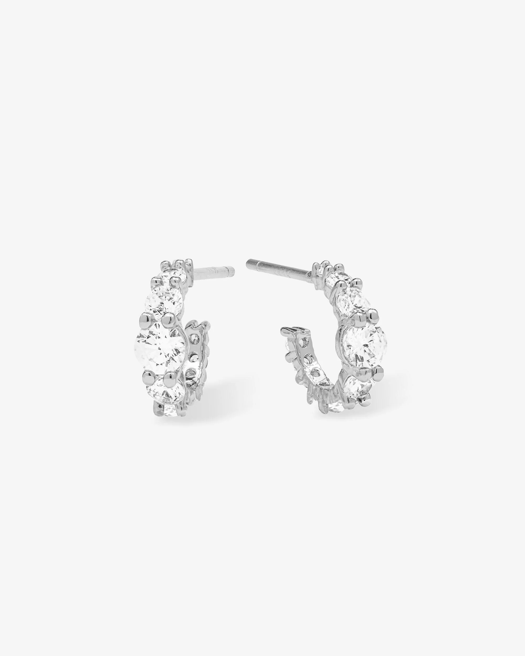 "Oh She Fancy" Graduated Huggies - Silver|White Diamondettes