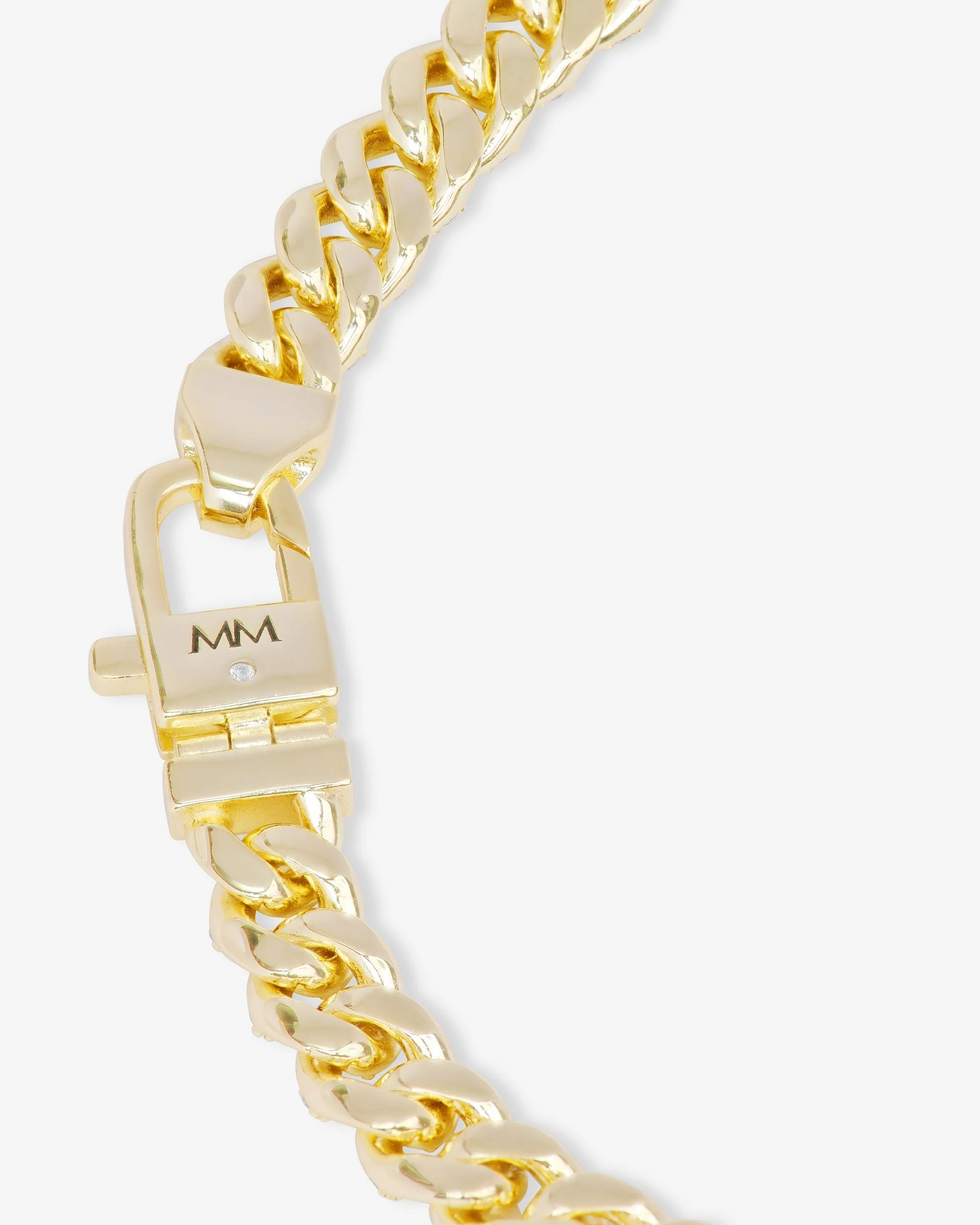 Pavé Julian Cuban Chain Necklace 6.8mm - Gold|White Diamondettes - Image 9