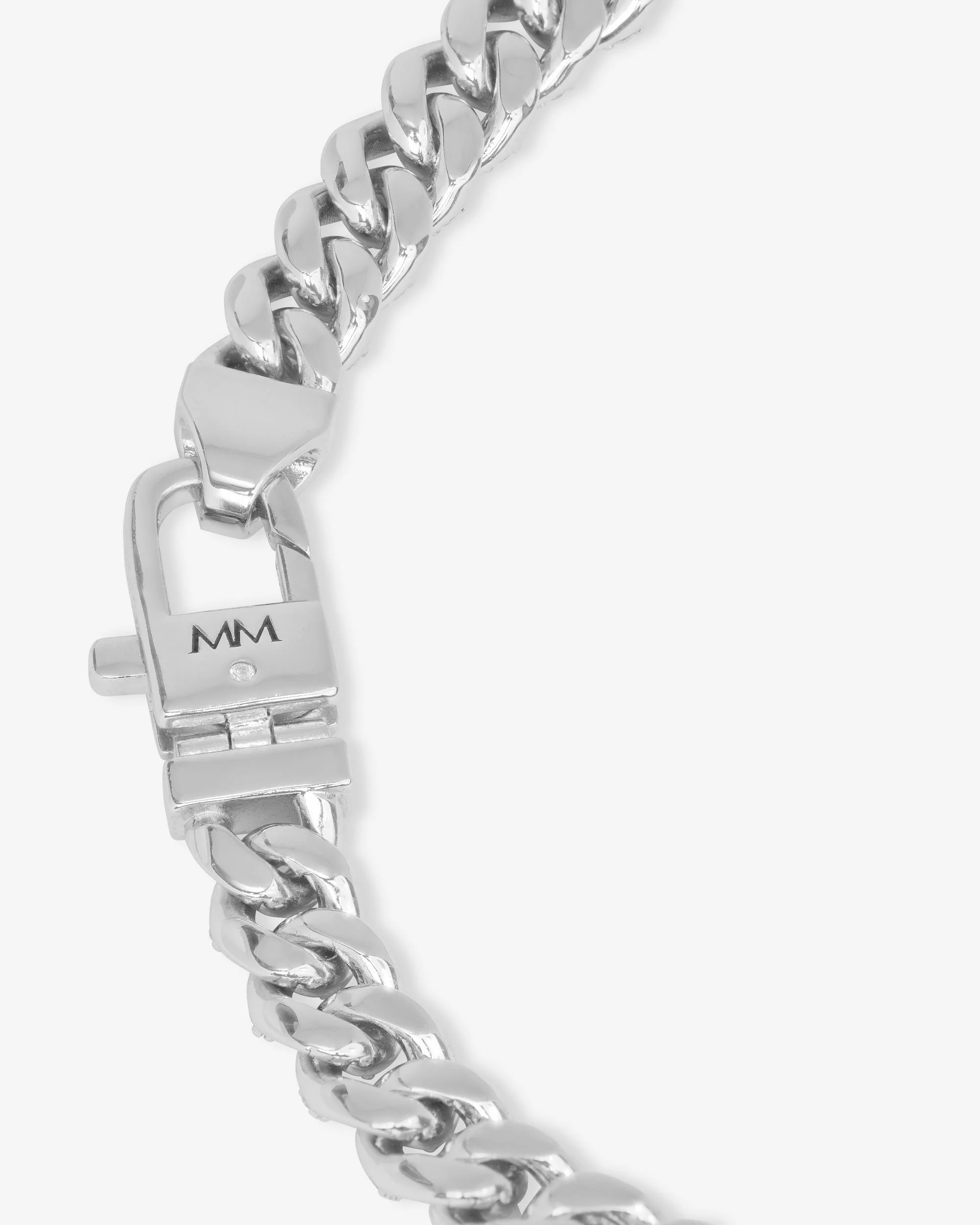 Pavé Julian Cuban Chain Necklace 6.8mm - Silver|White Diamondettes - Image 9