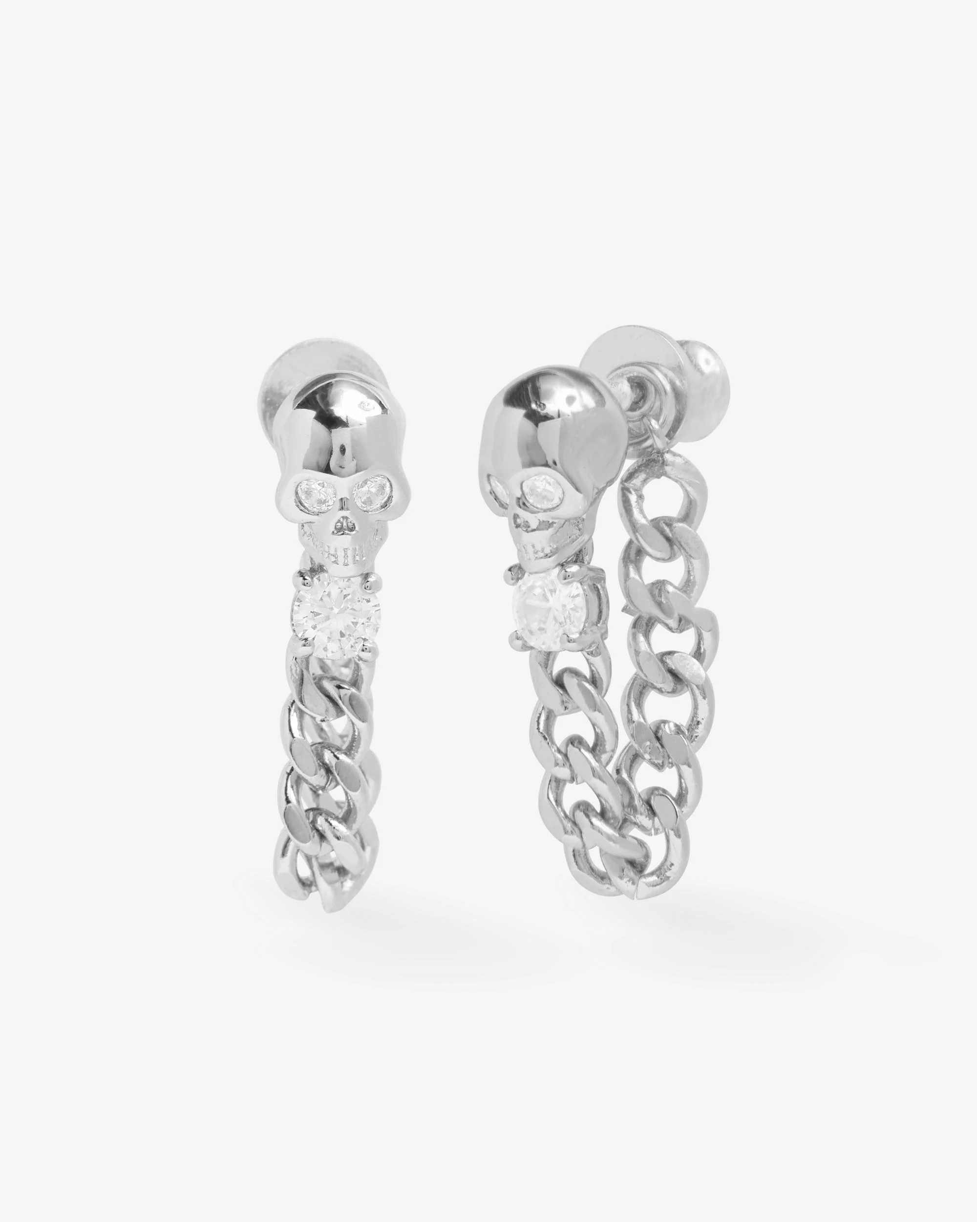 Ride or Die Soft Hoops 6.8mm - Silver|White Diamondettes