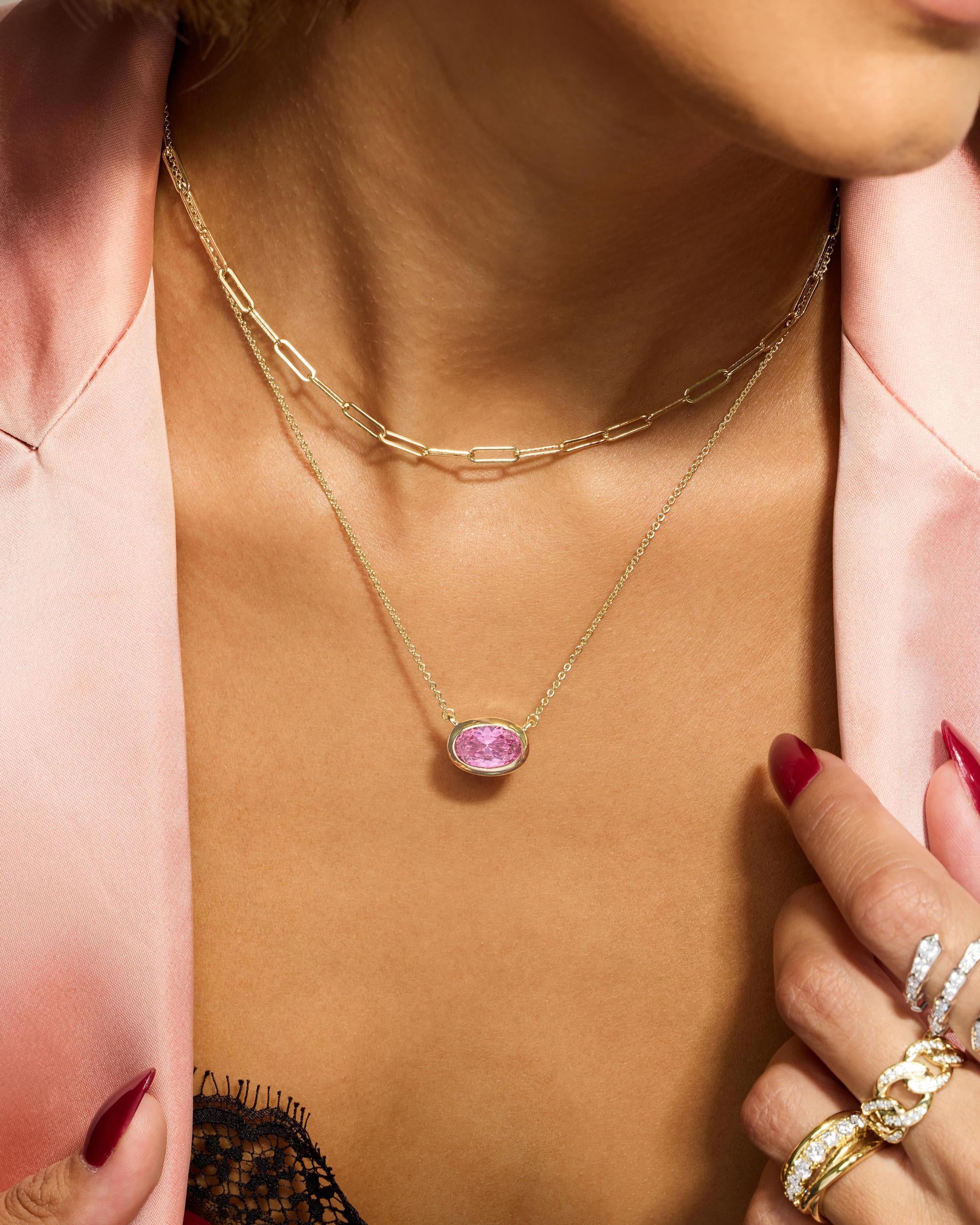 She's a Boss Pendant Necklace - Gold|Pink Diamondettes - Image 6