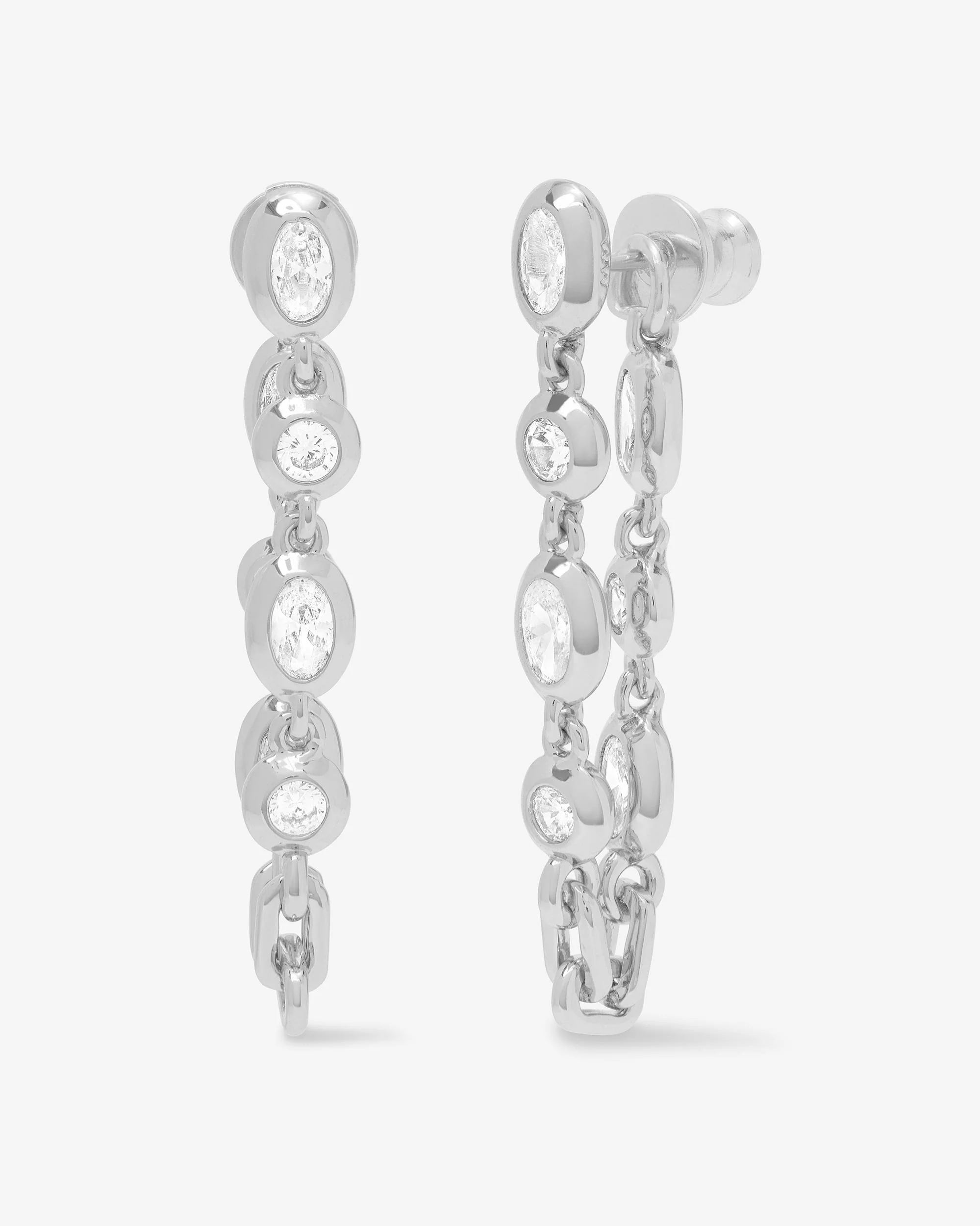 She's A Boss Soft Hoops - Silver|White Diamondettes