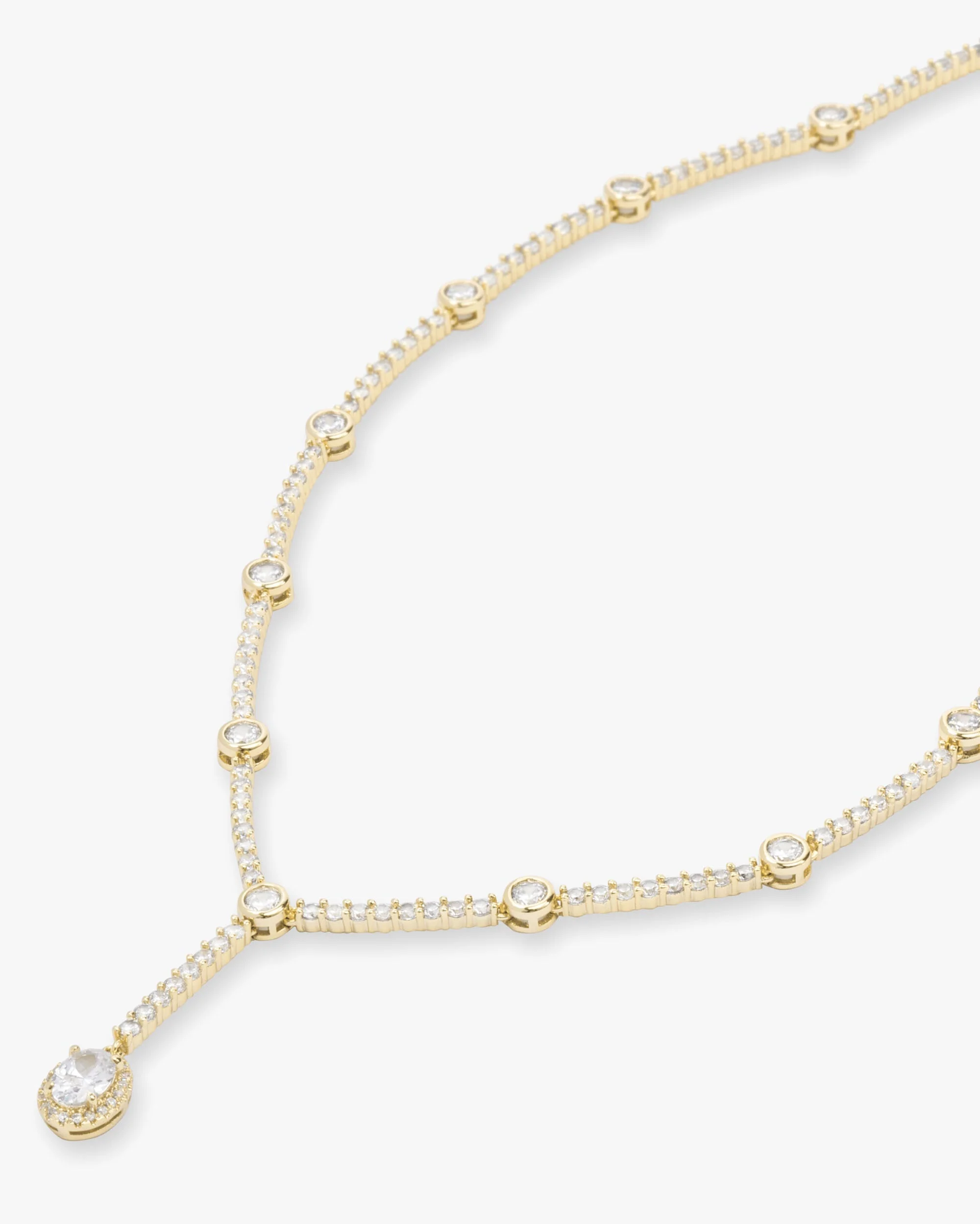 She's an Icon Lariat Necklace 16" - Gold|White Diamondettes - Image 3