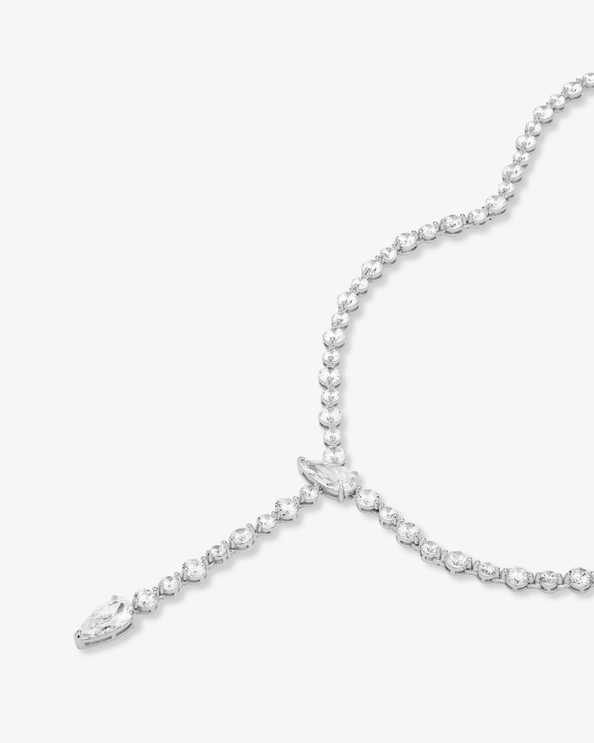 She's Arrived Lariat Tennis Necklace - Silver|White Diamondettes - Image 4