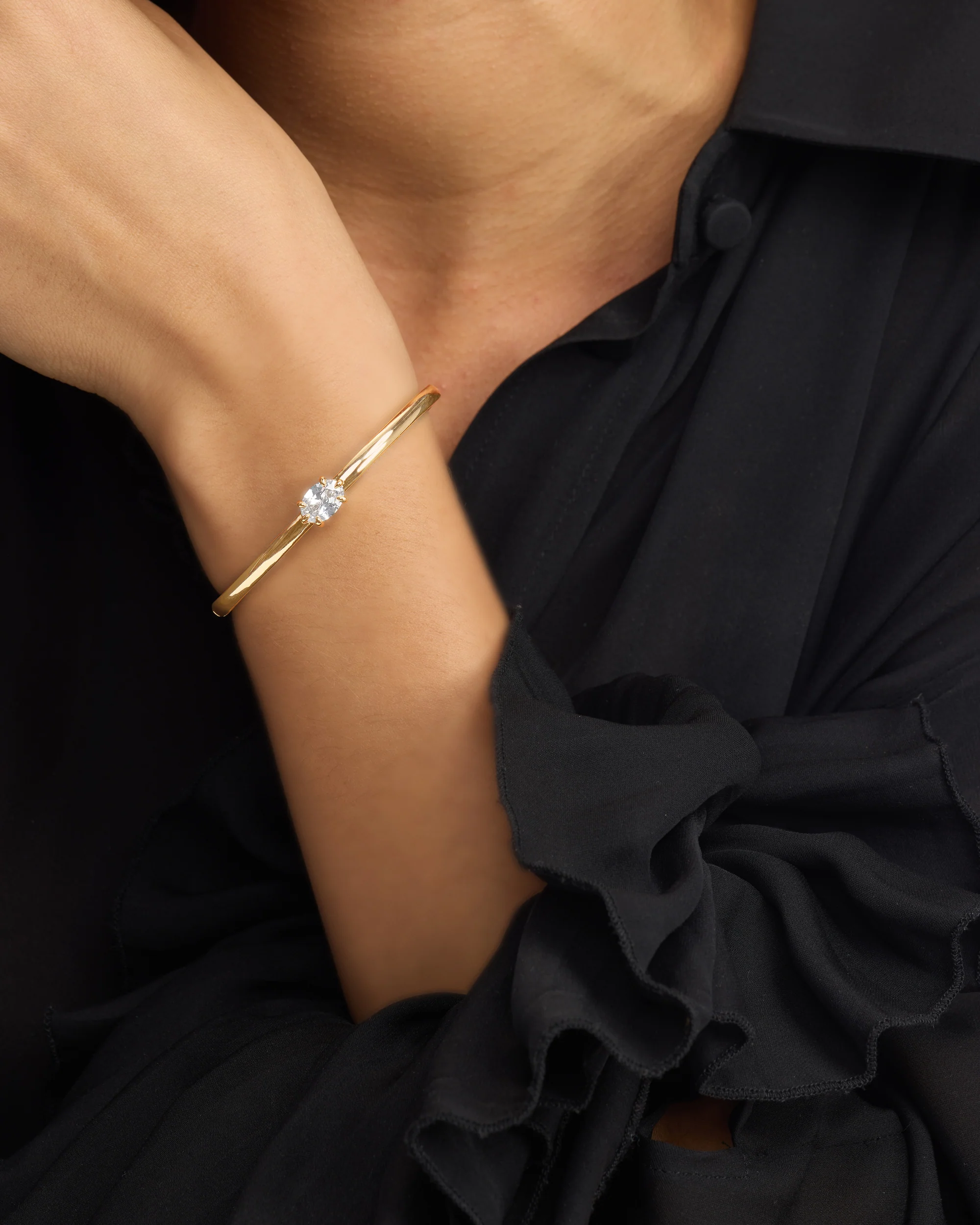 She's on Point Cuff - Gold|White Diamondettes - Image 2