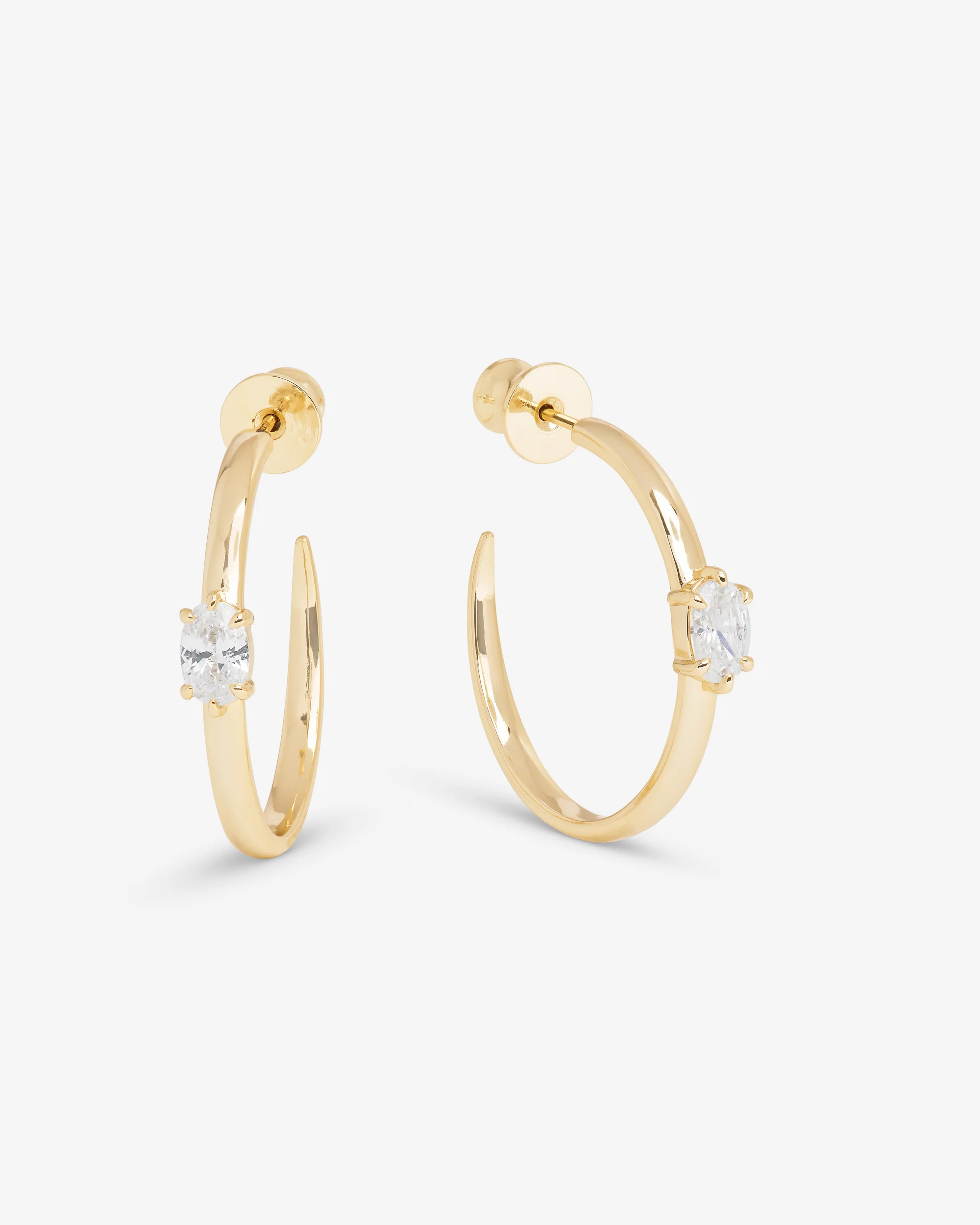 She's on Point Hoops 1" - Gold|White Diamondettes