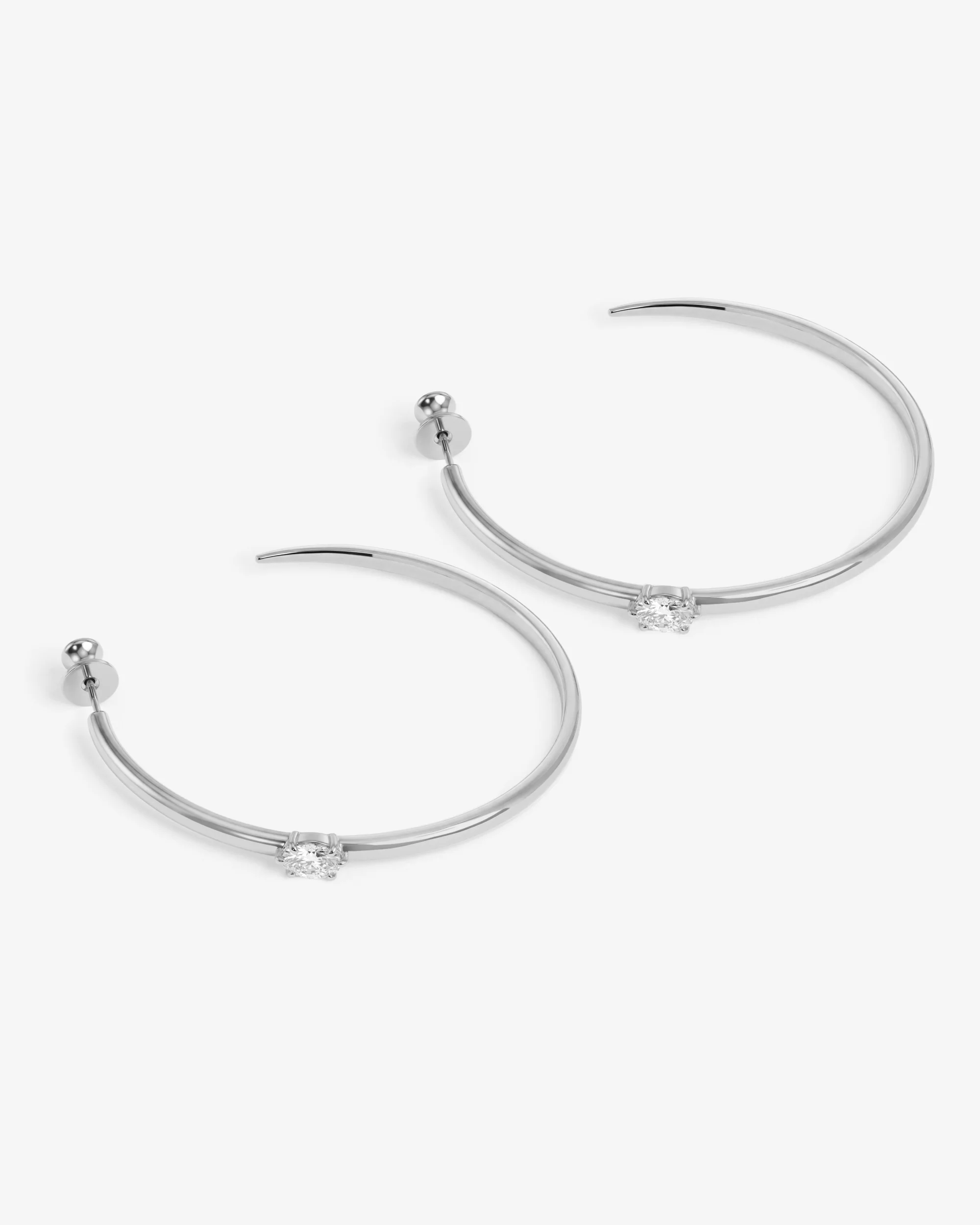 She's on Point Hoops 2" - Silver|White Diamondettes - Image 3