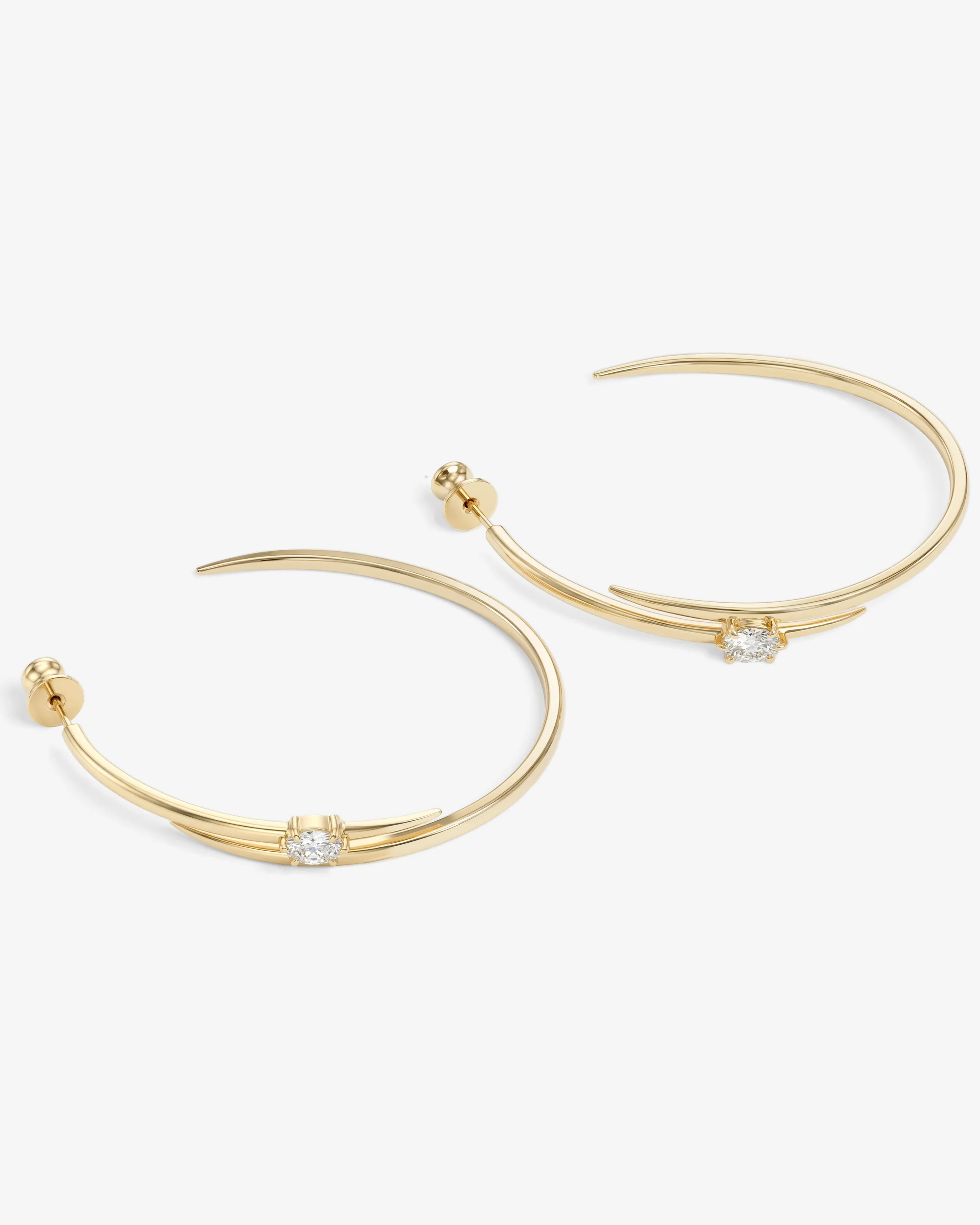 She's on Point Lasso Hoops 2" - Gold|White Diamondettes - Image 3