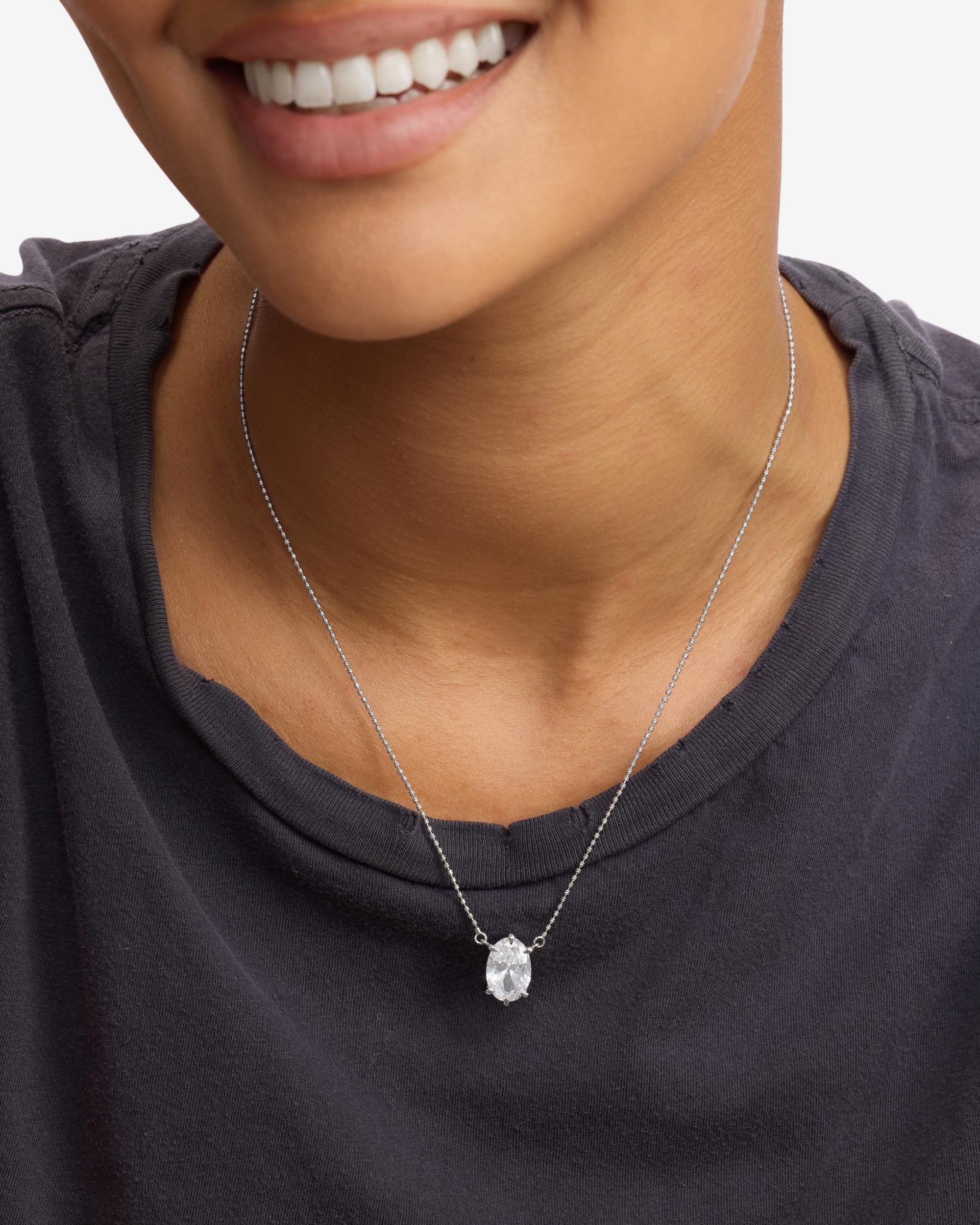 She's on Point Necklace - Silver|White Diamondettes - Image 2