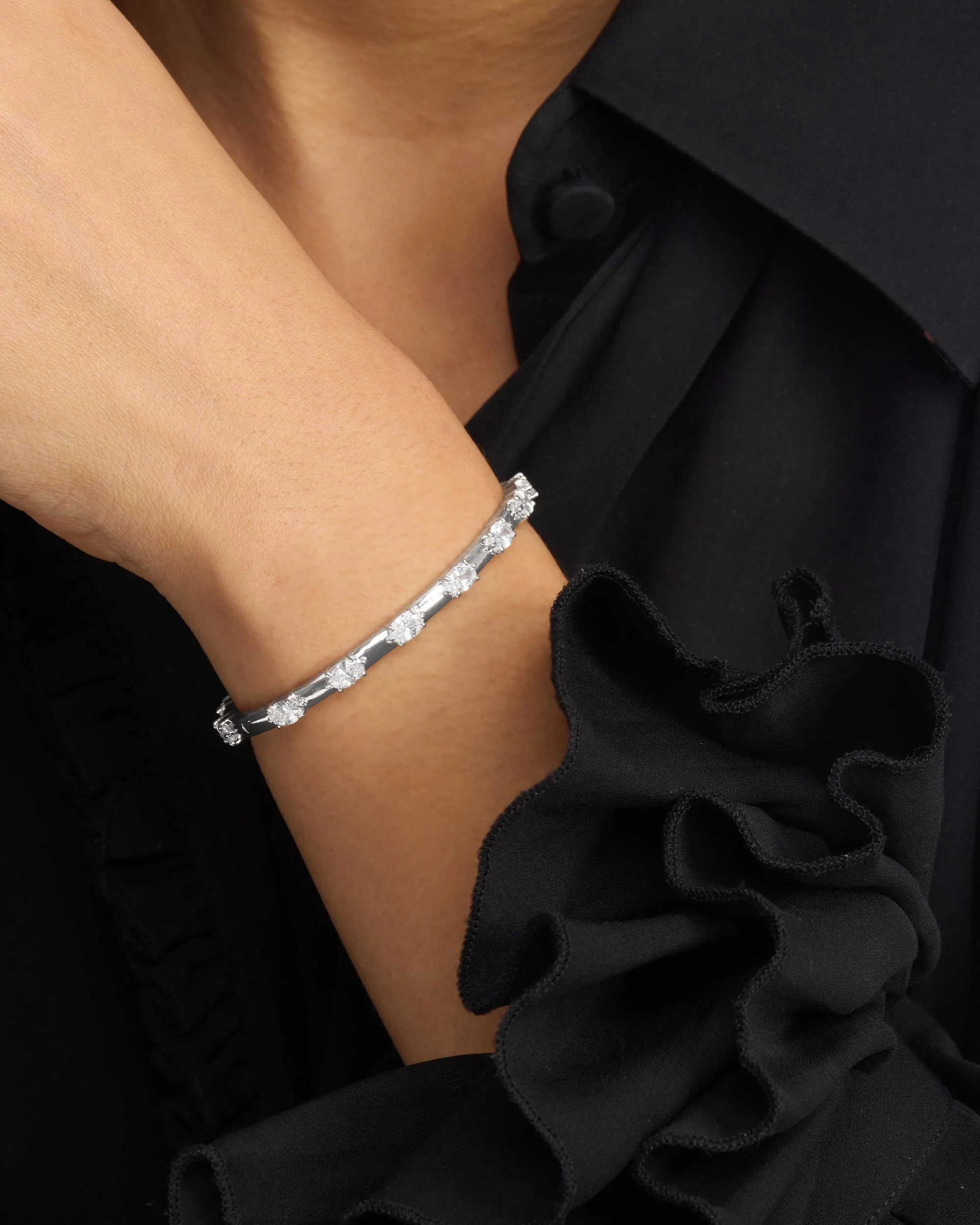 She's on Point Station Cuff - Silver|White Diamondettes - Image 2