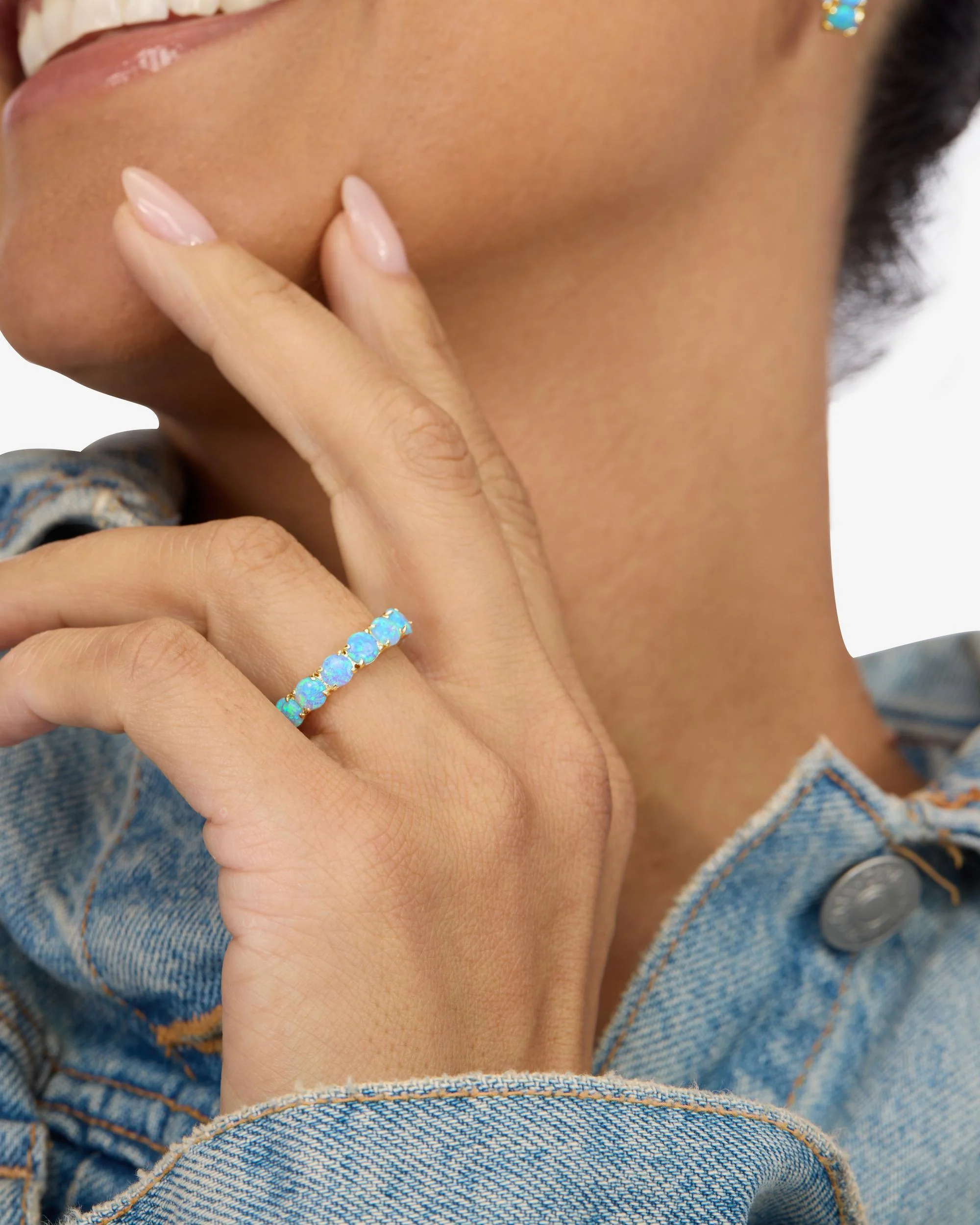 Grand Heiress Ring 4mm - Gold|Blue Opal - Image 2