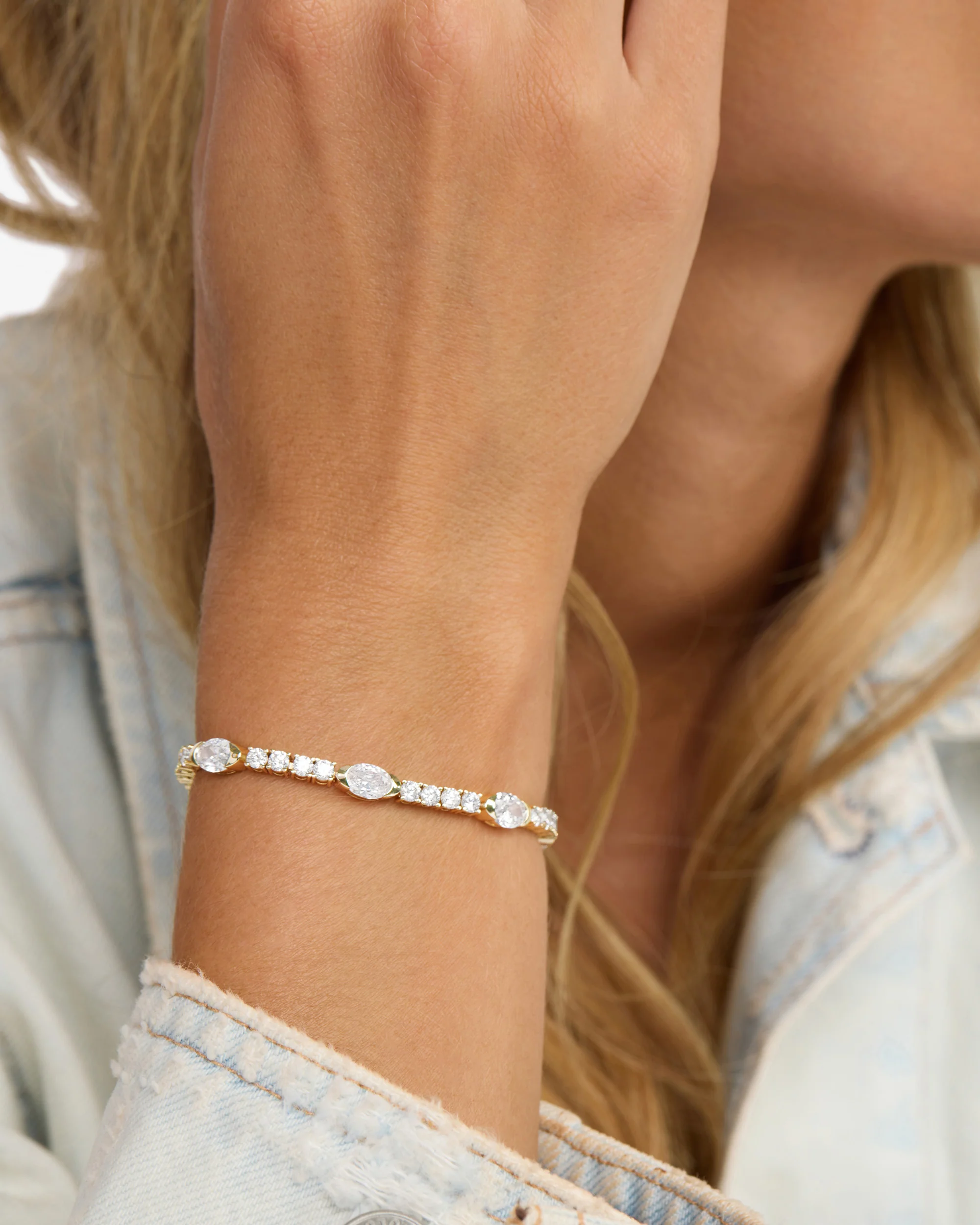 The Maven Tennis Bracelet 3mm - Gold|White Diamondettes - Image 2