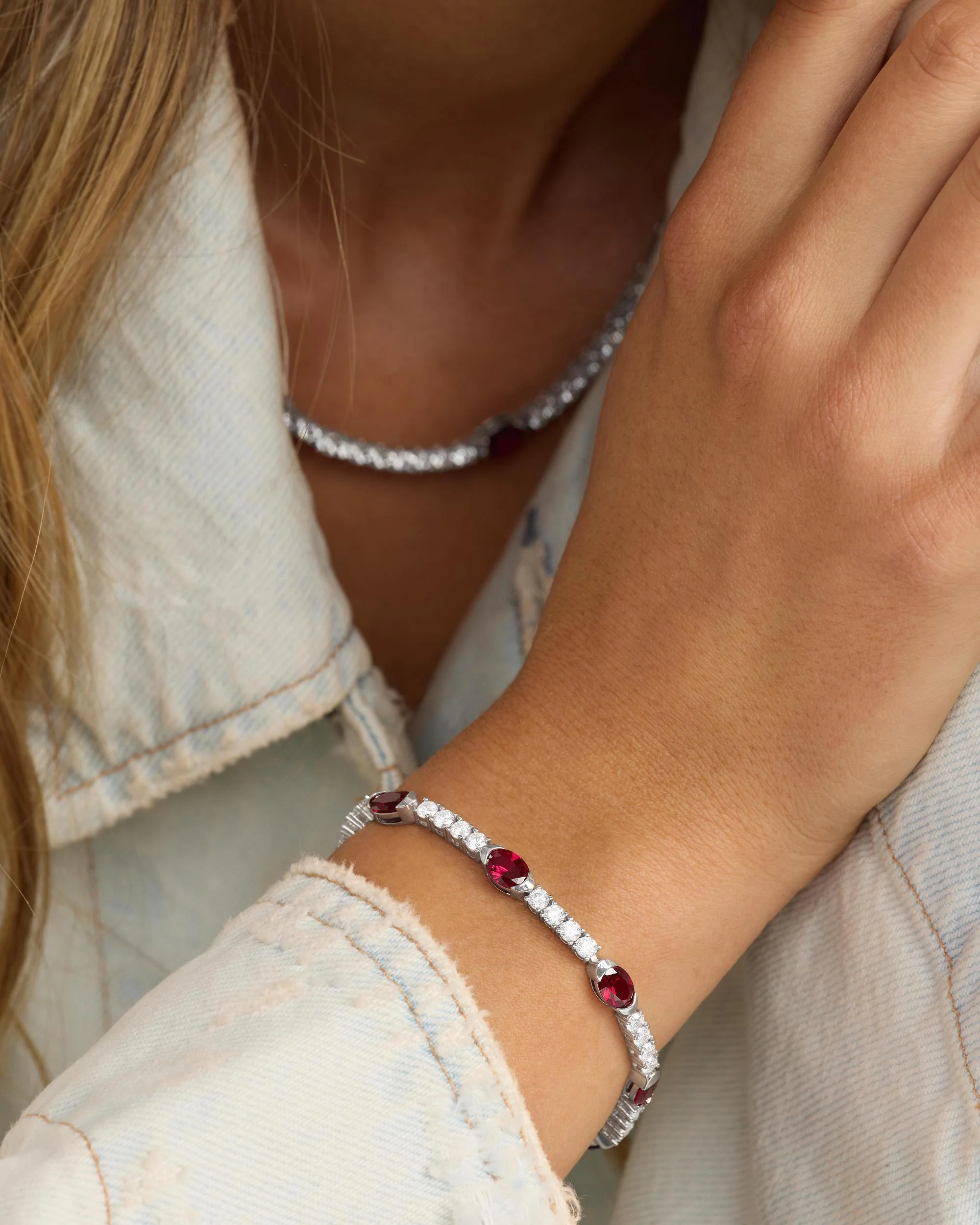 The Maven Tennis Bracelet 3mm - Silver|Ruby - Image 3