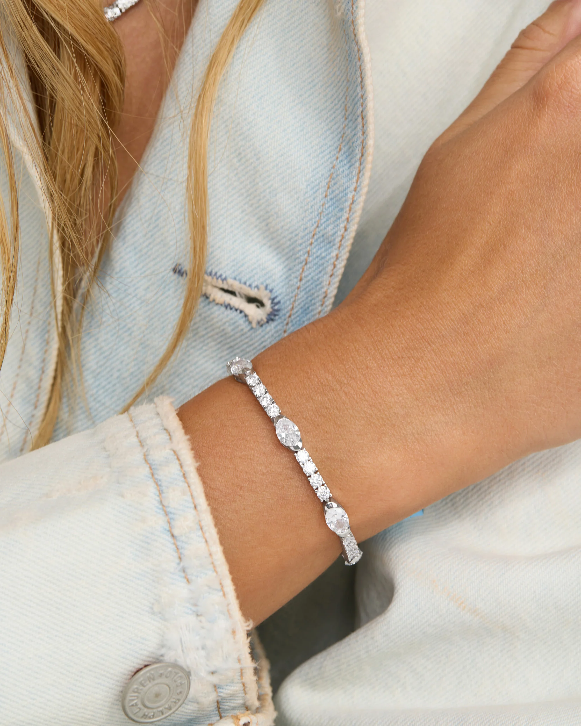 The Maven Tennis Bracelet 3mm - Silver|White Diamondettes - Image 2