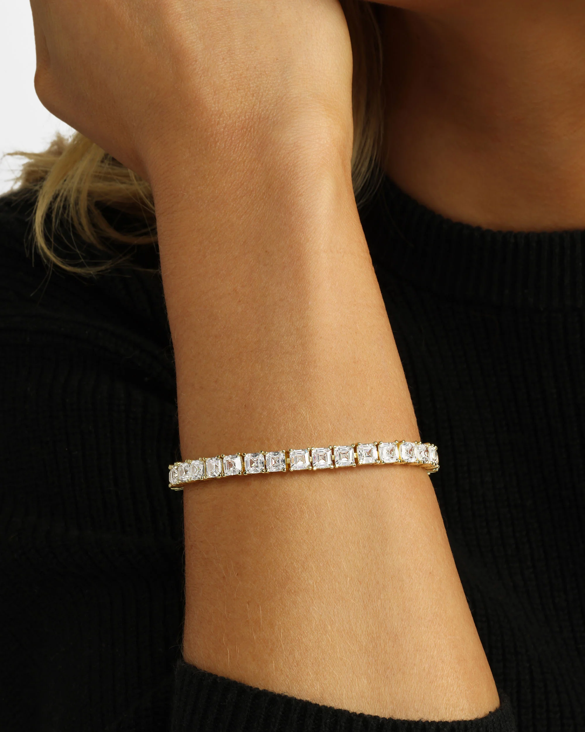 The Queen's Tennis Bracelet 5mm - Gold|White Diamondettes - Image 2