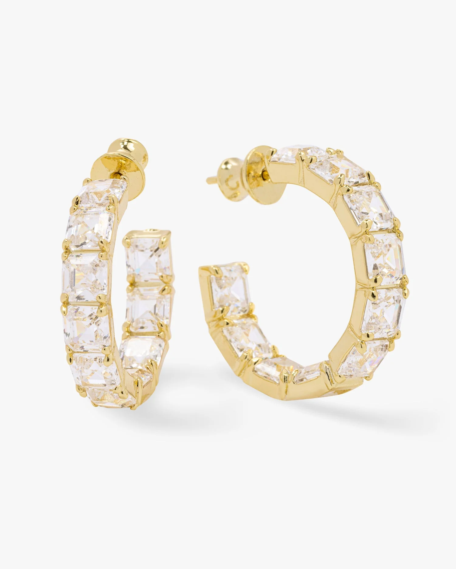 The Queen's Hoops 1" - Gold|White Diamondettes