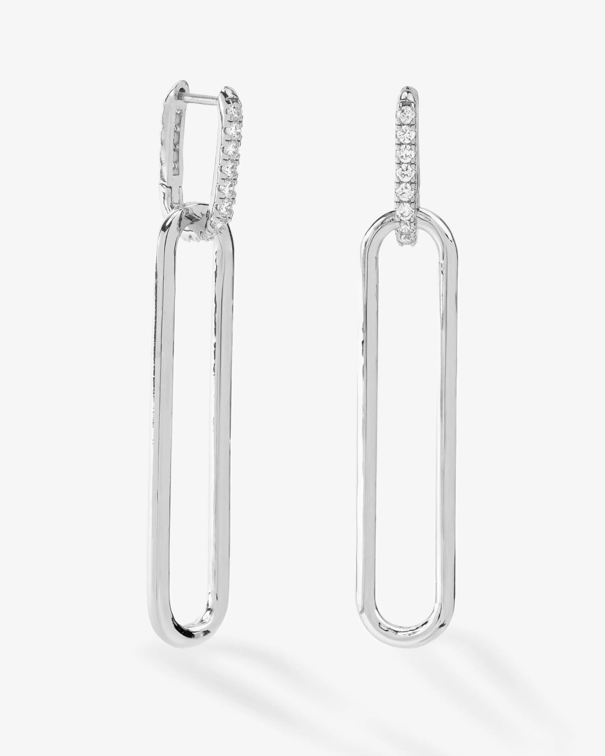 XL Carrie Chain Convertible Huggies - Silver|White Diamondettes