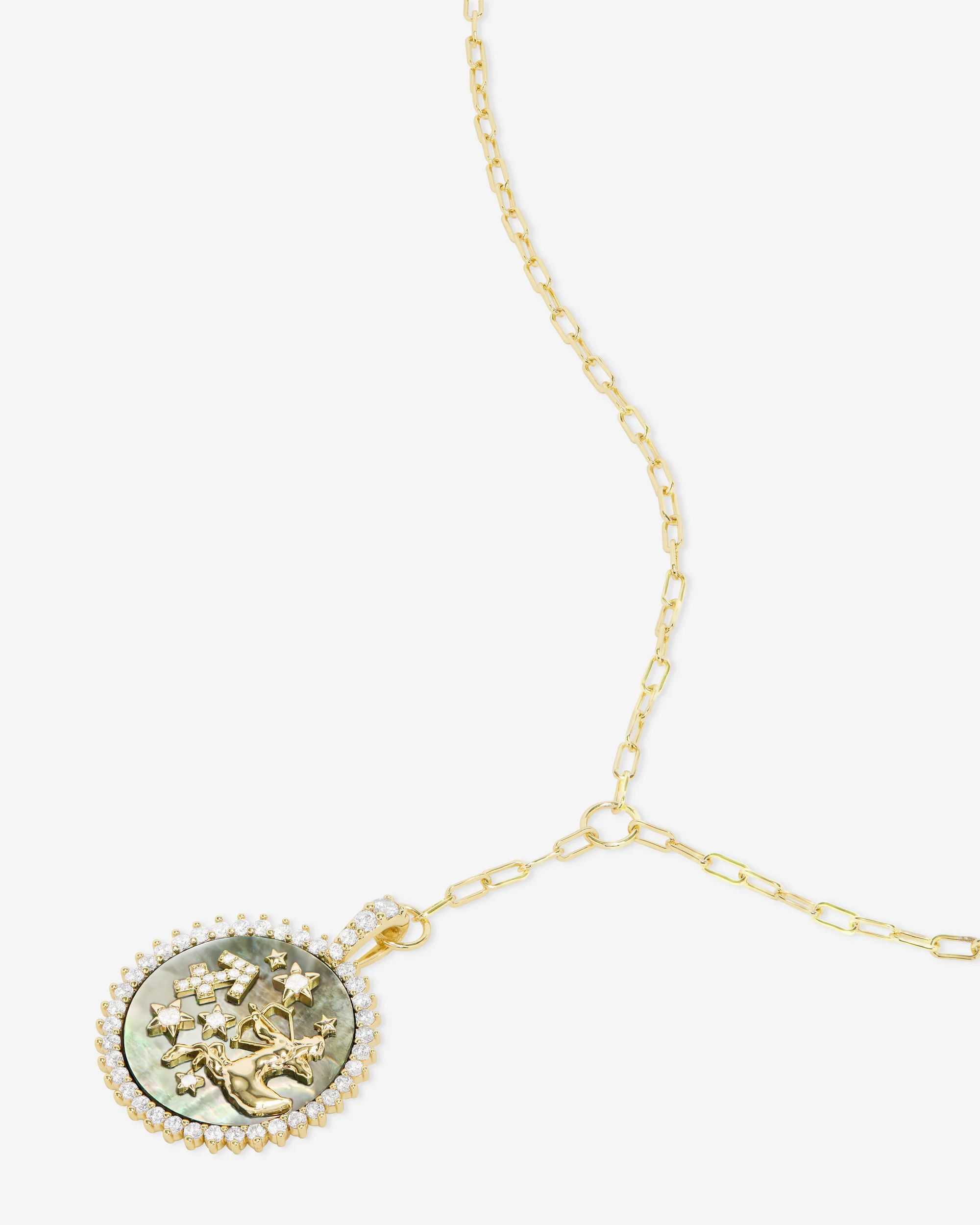 Zodiac Medallion Necklace - Gold|White Diamondettes - Image 33